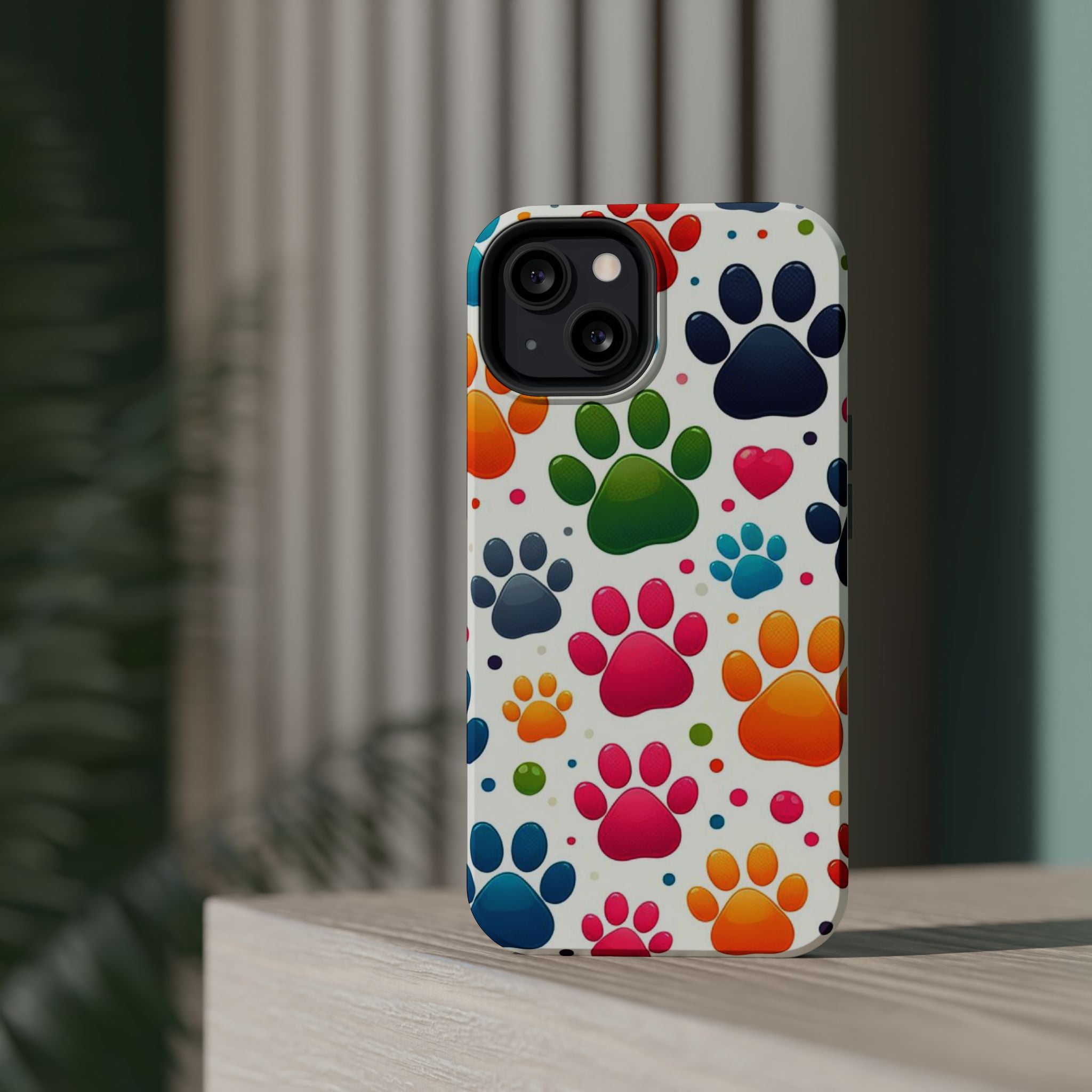 Phone Case, Paw Print Magnetic Tough Case for Pet Lovers