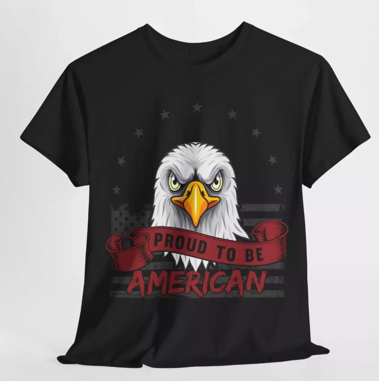 Proud To Be American Eagle Black Heavy Cotton Graphic Tee