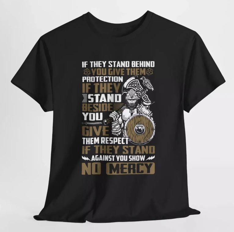 Warrior Protect Respect No Mercy Black Graphic Heavy Cotton Graphic Tee