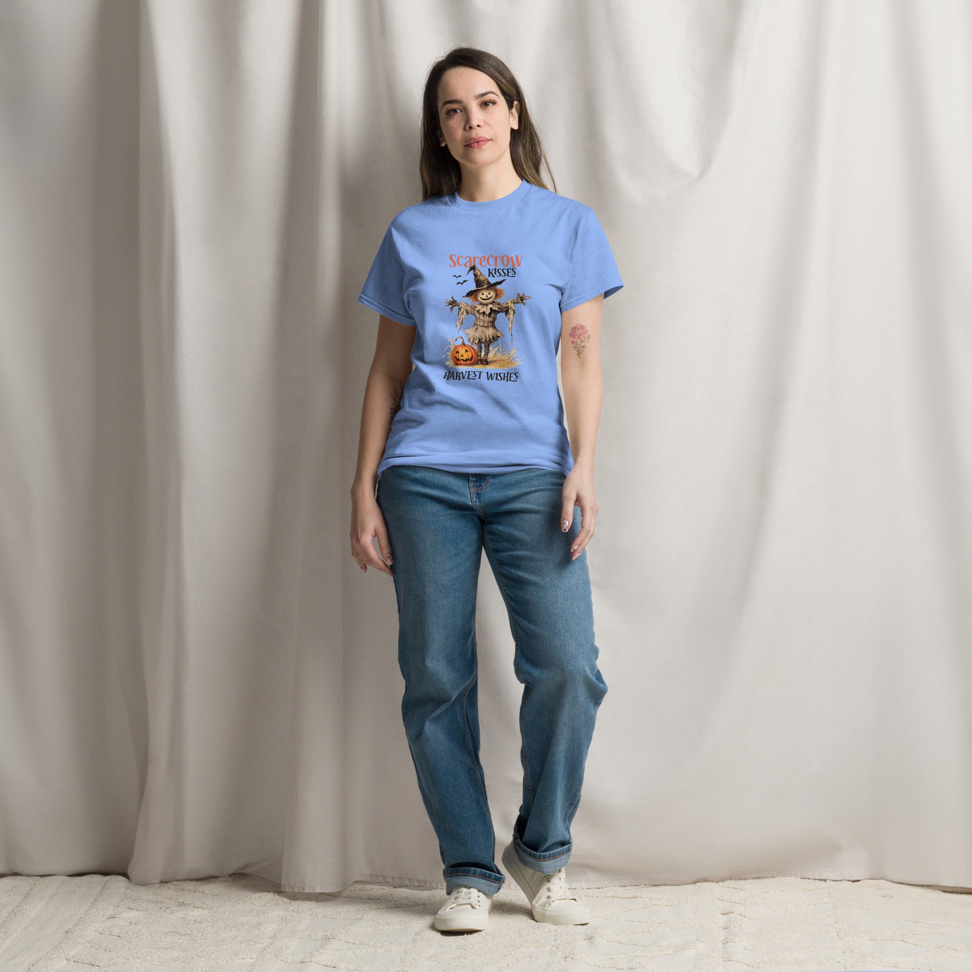 Scarecrow Kisses Harvest Wishes Halloween Fall Classic Tee