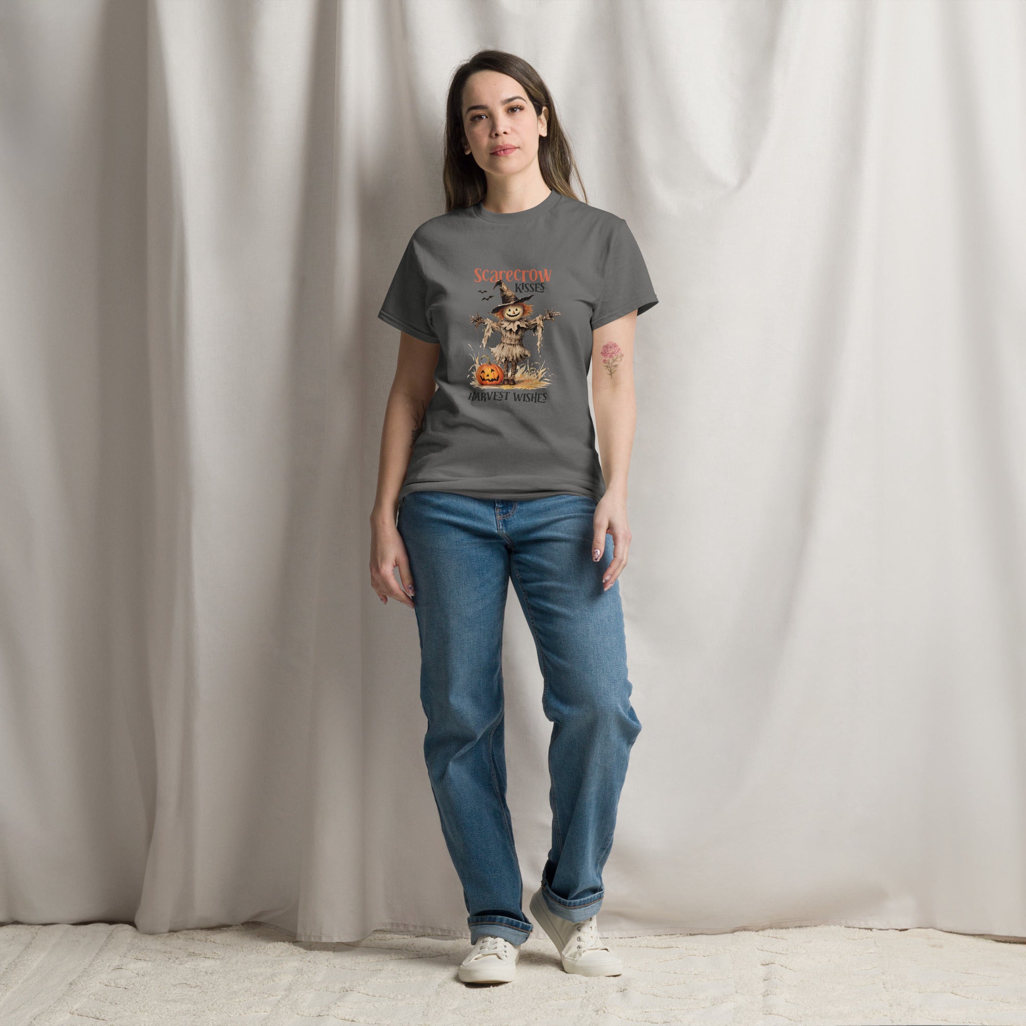 Scarecrow Kisses Harvest Wishes Halloween Fall Classic Tee