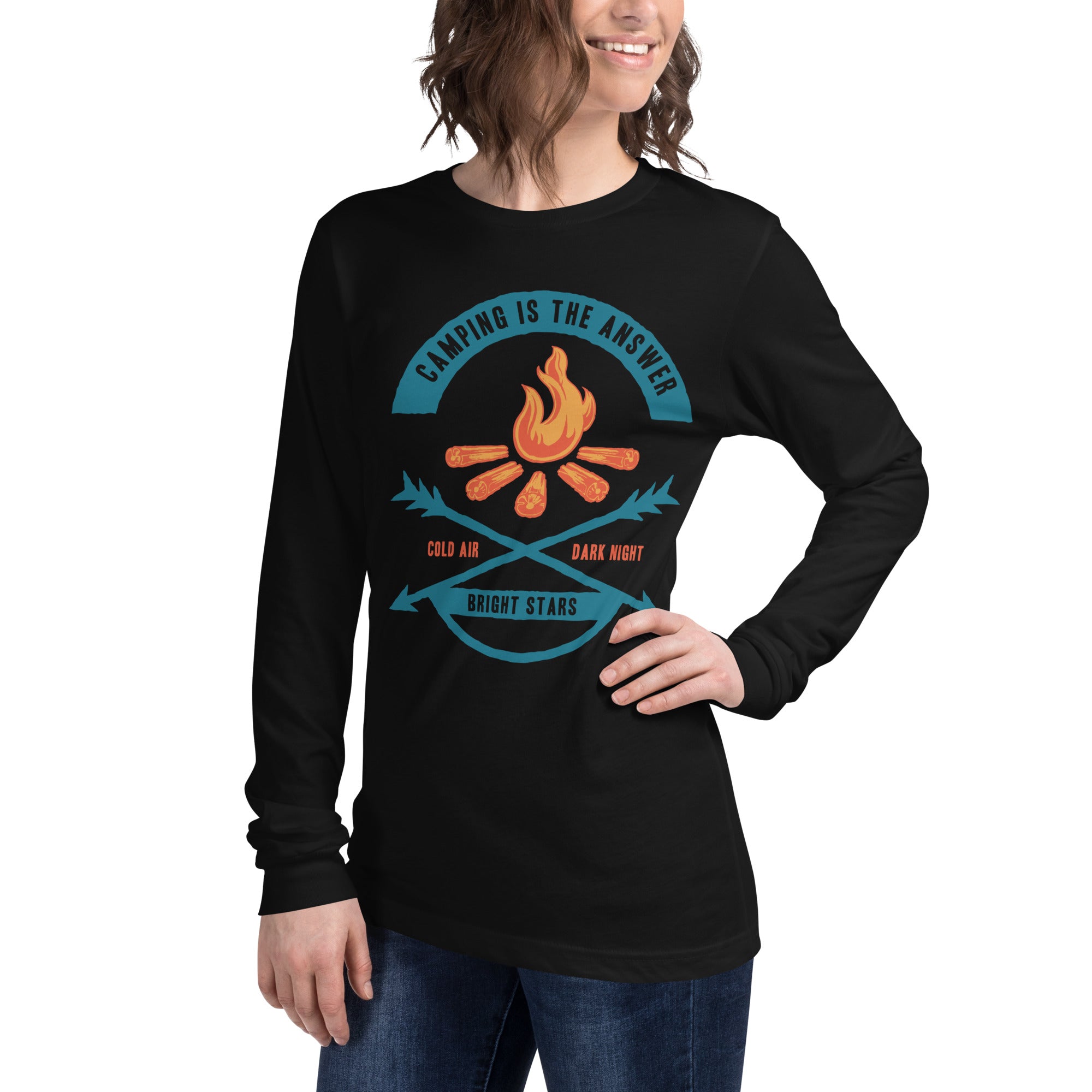 Camping Is The Answer Graphic Long Sleeve Tee