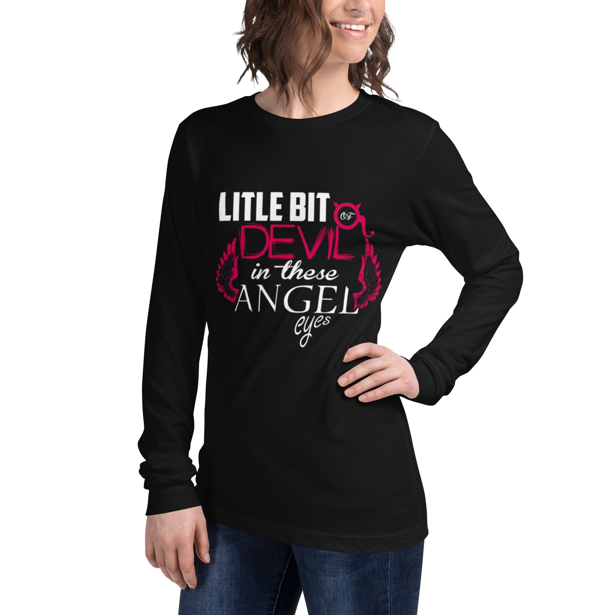 A Little Bit Of Devil In These Angel Eyes Graphic Long Sleeve Tee