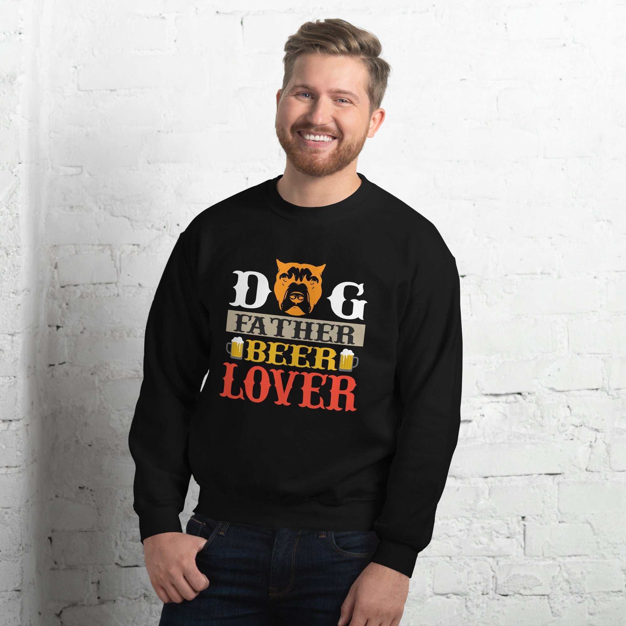 Dog Father Beer Lover Graphic Sweatshirt