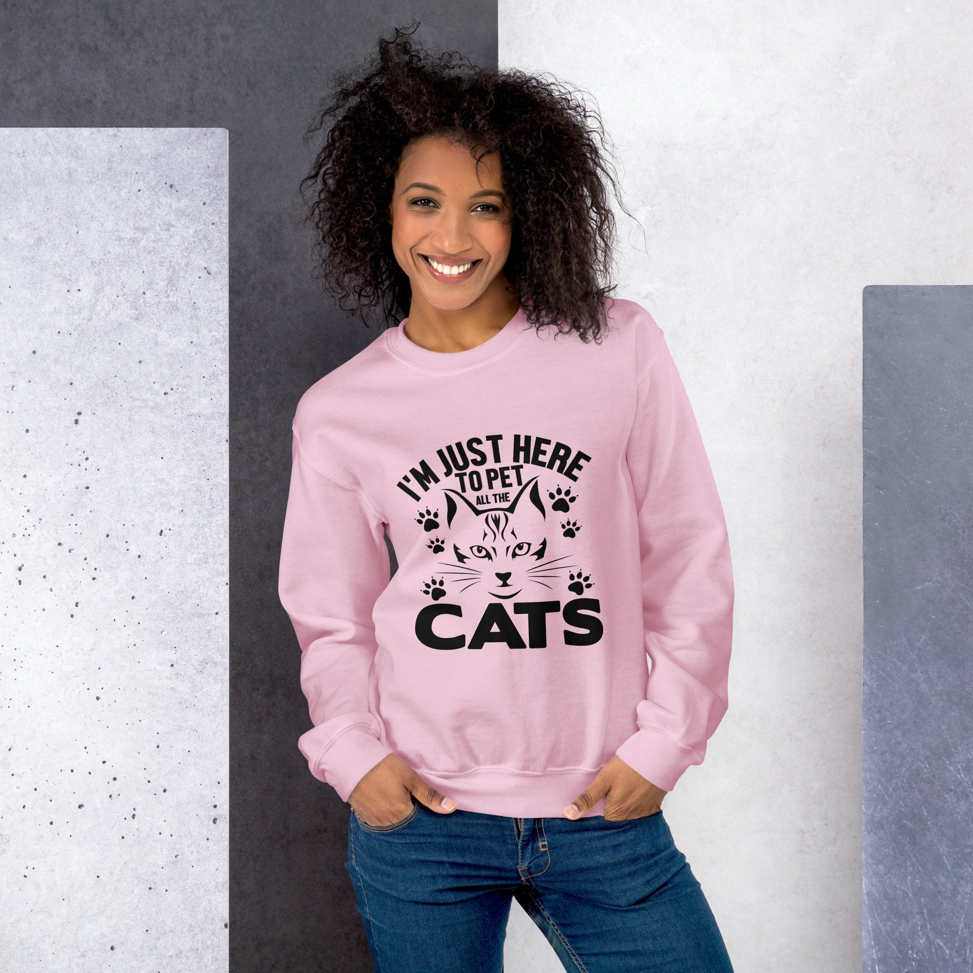 I'm Just Here To Pet All The Cats Graphic Sweatshirt
