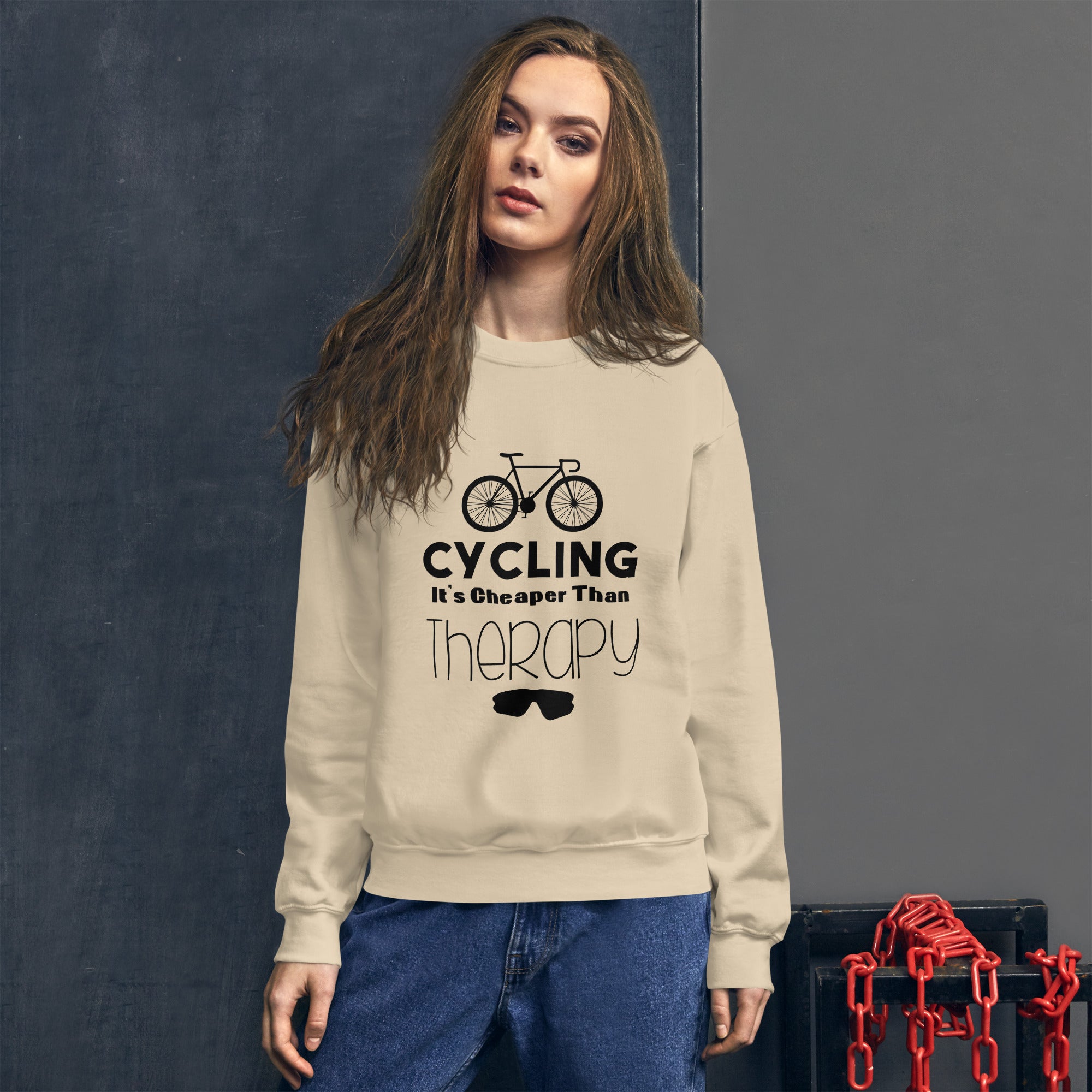 Cycling Is Cheaper Than Therapy Graphic Sweatshirt