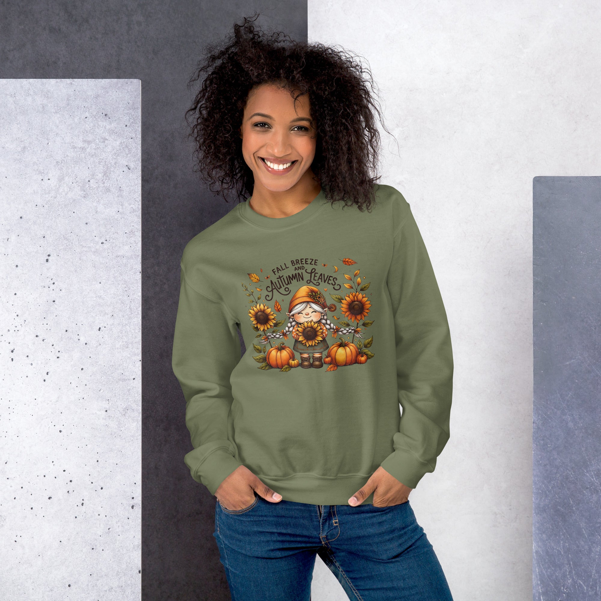 Fall Breeze And Autumn Leaves Graphic Sweatshirt