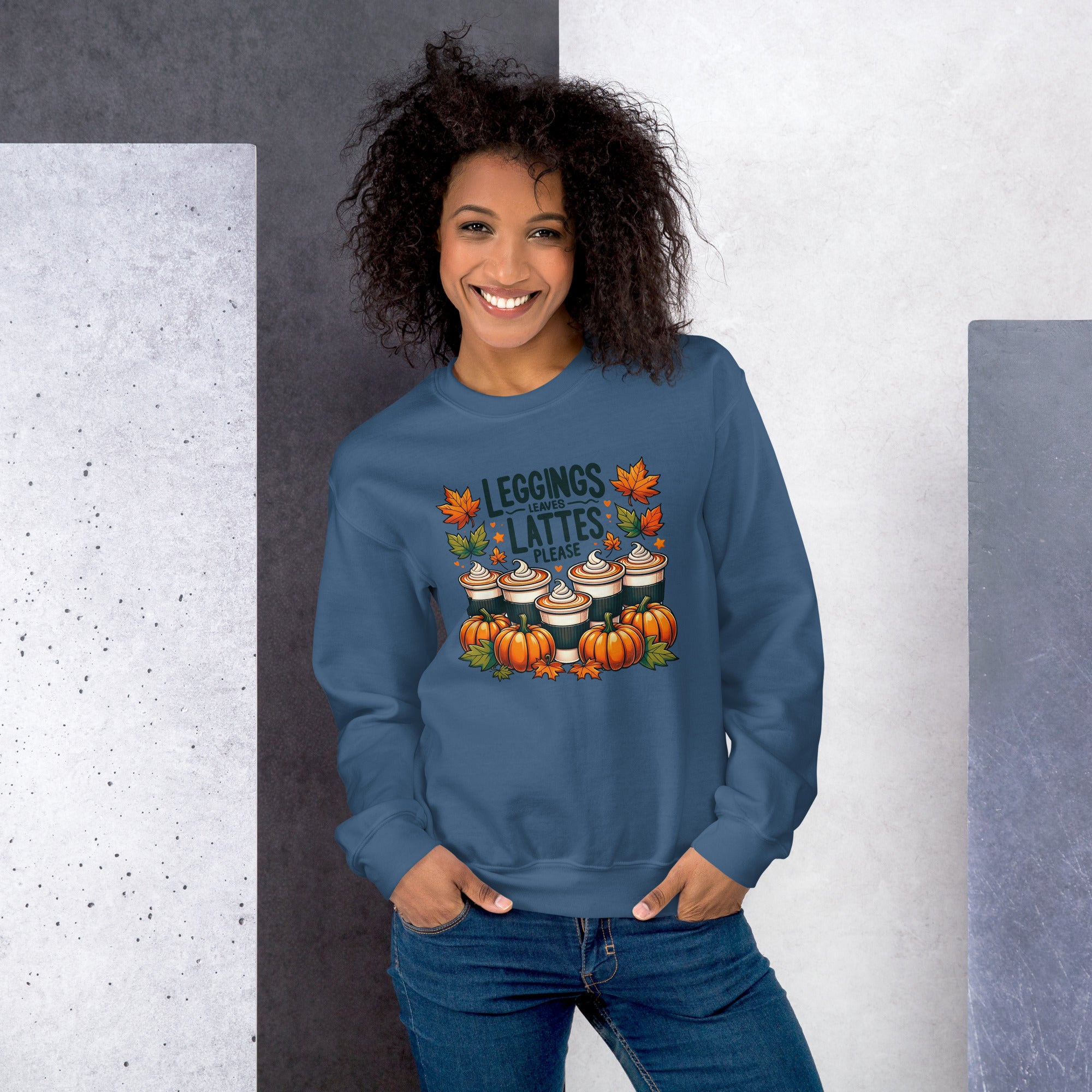 Leggings Leaves Lattes Please Autumn Pumpkin Graphic Sweatshirt