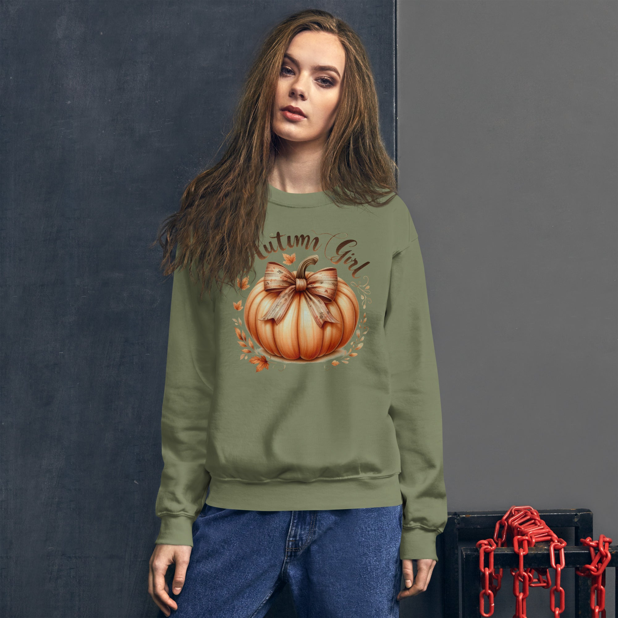 Autumn Girl Pumpkin Graphic Sweatshirt