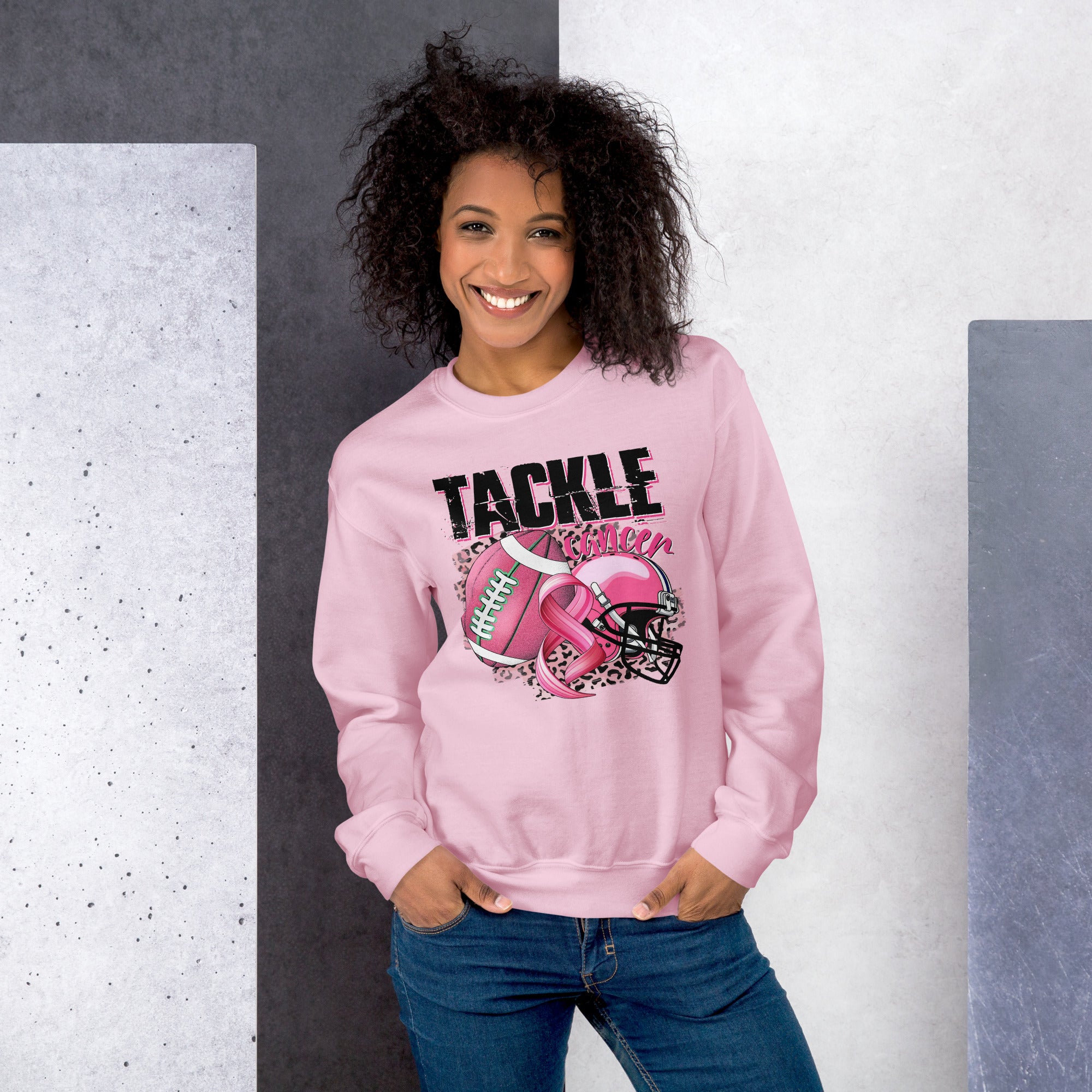 Tackle Cancer Breast Cancer Awareness Football Graphic Sweatshirt