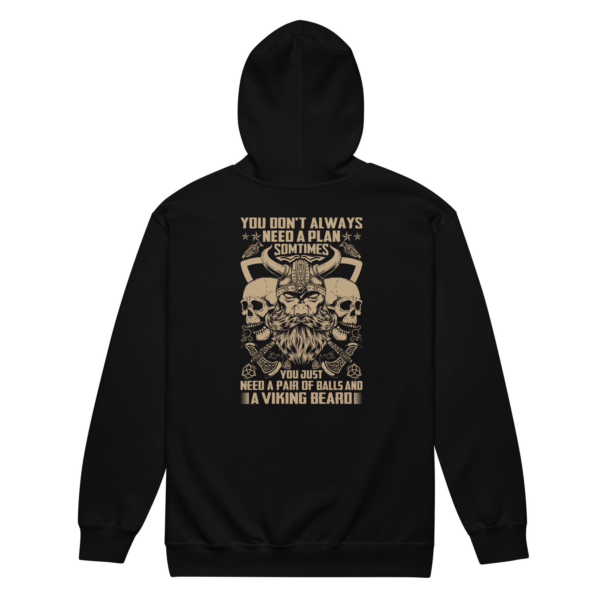 You Don't Always Need A Plan. Sometimes You Just Need A Pair Of Balls And A Viking Beard Heavy Blend Zip Hoodie