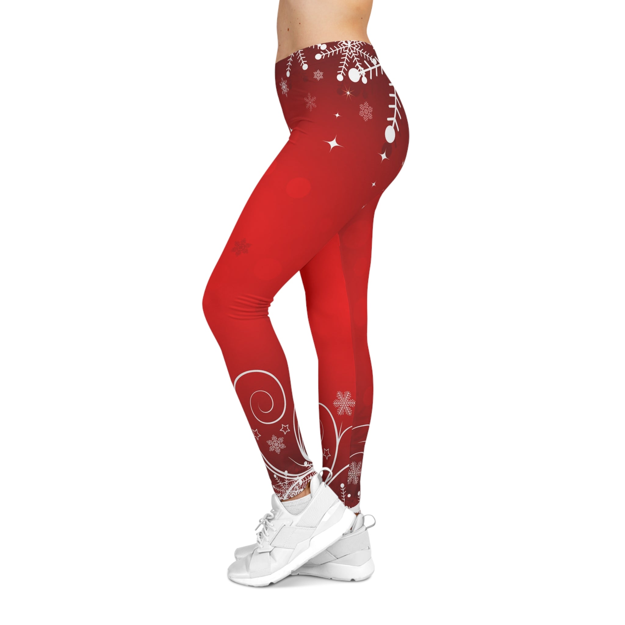 Christmas Red & White Women's Casual Leggings
