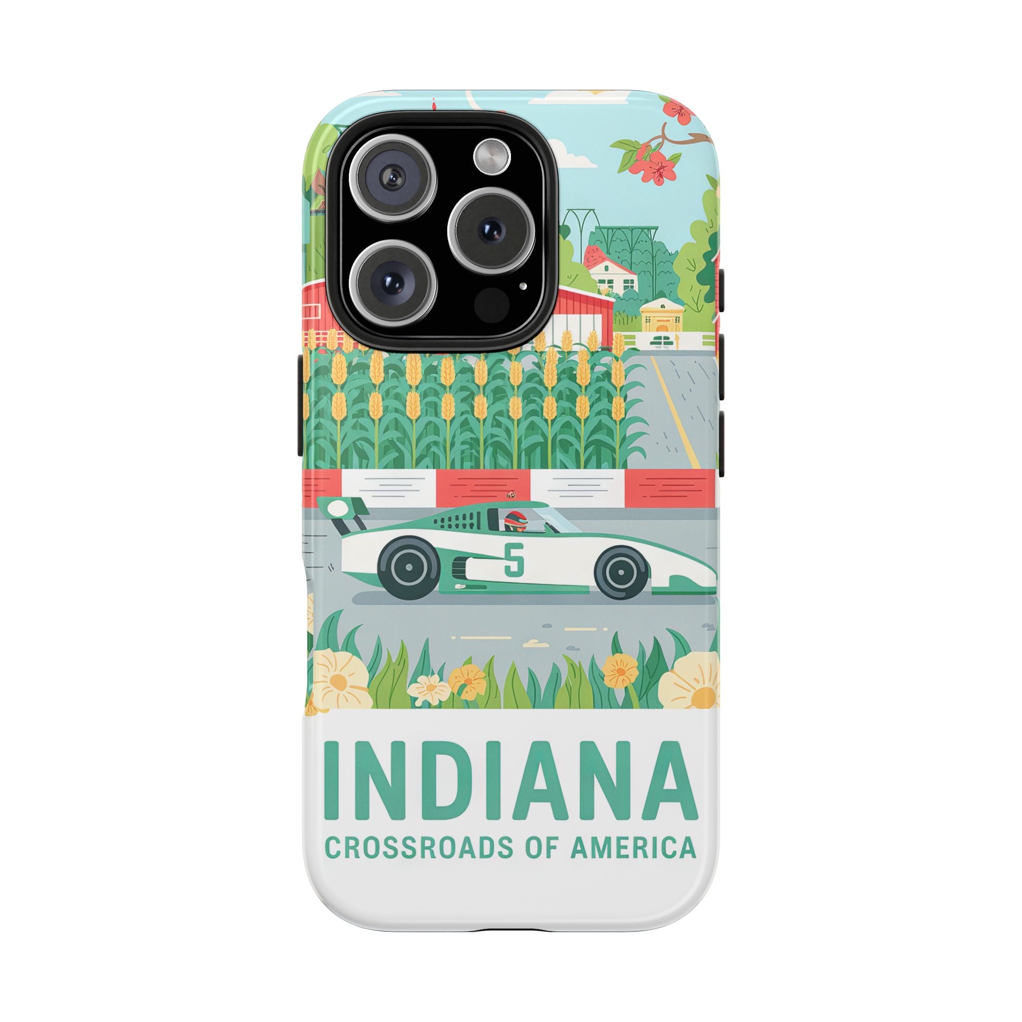 Indiana Crossroads Phone Case, Tough Smartphone Cover, Racing Theme, Gift for Car Enthusiasts, Road Trip Accessory for iPhone or Samsung Phones