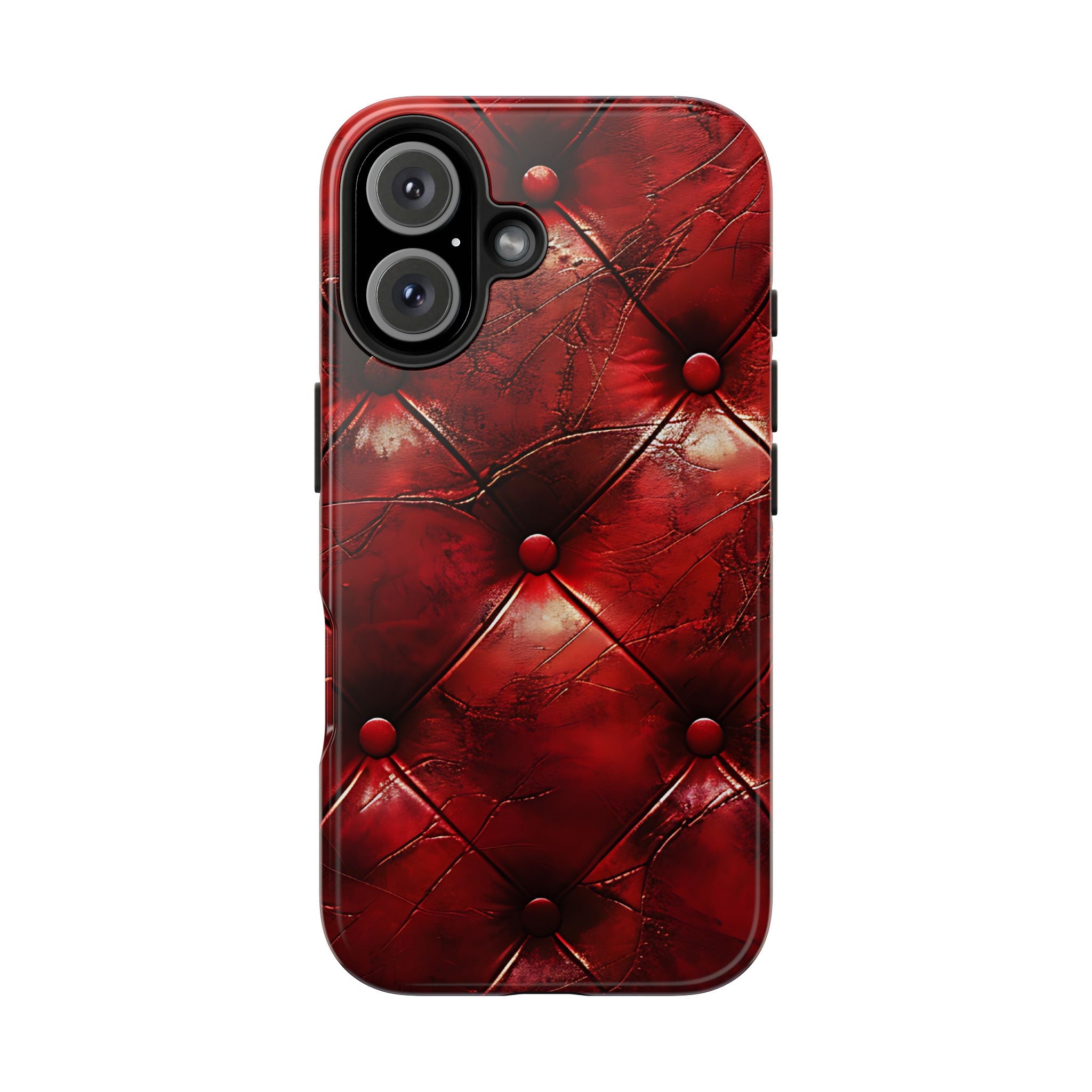Red Button Tuck Leather Look Mobile Phone Case