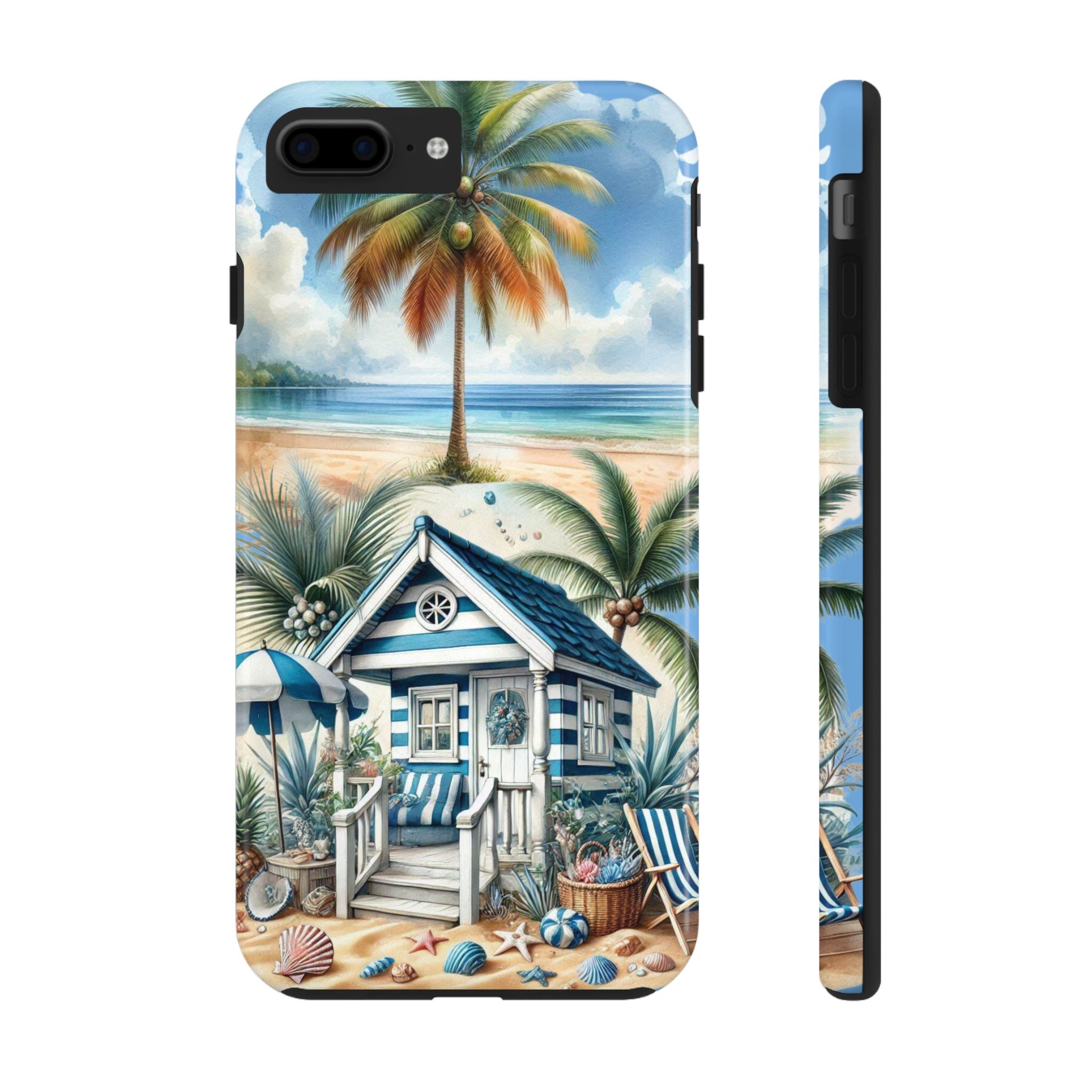 Tropical Beach Hut Summer Phone Case Tough Impact Resistant Protection with Coastal Vibes iPhone Samsung Cover