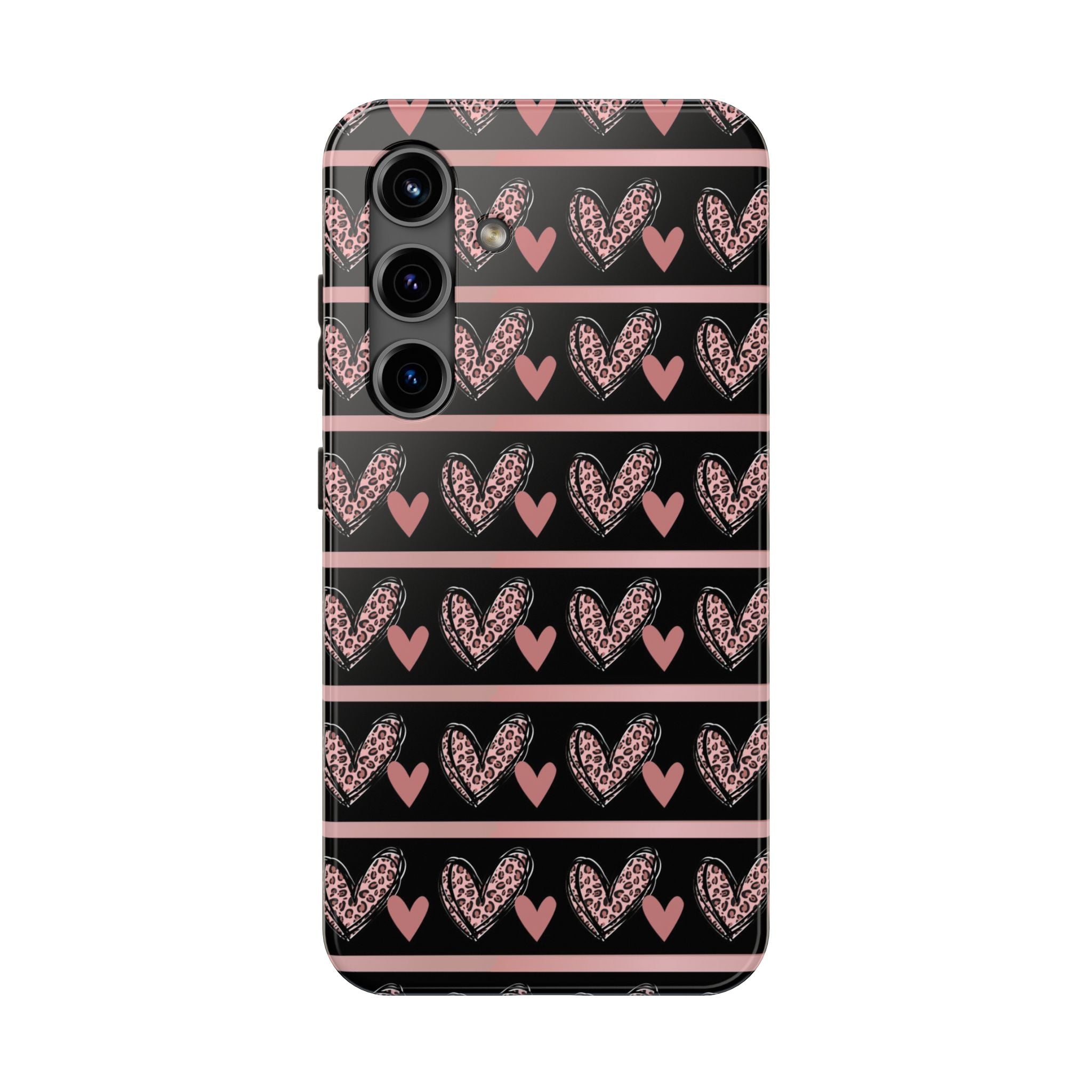 Black & Pink Hearts Tough Mobile Phone Case