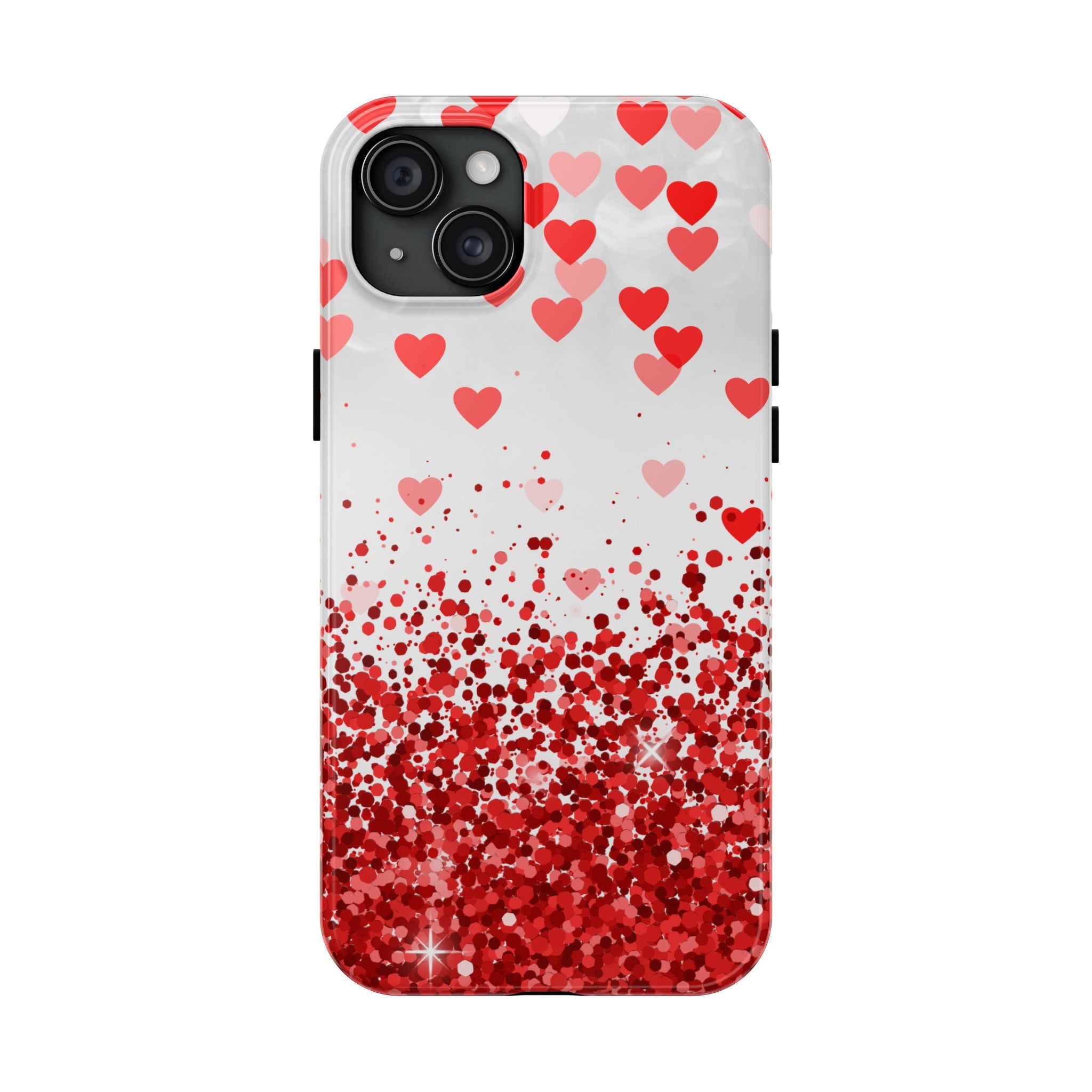 Red Heart Glitter Tough Mobile Phone Case