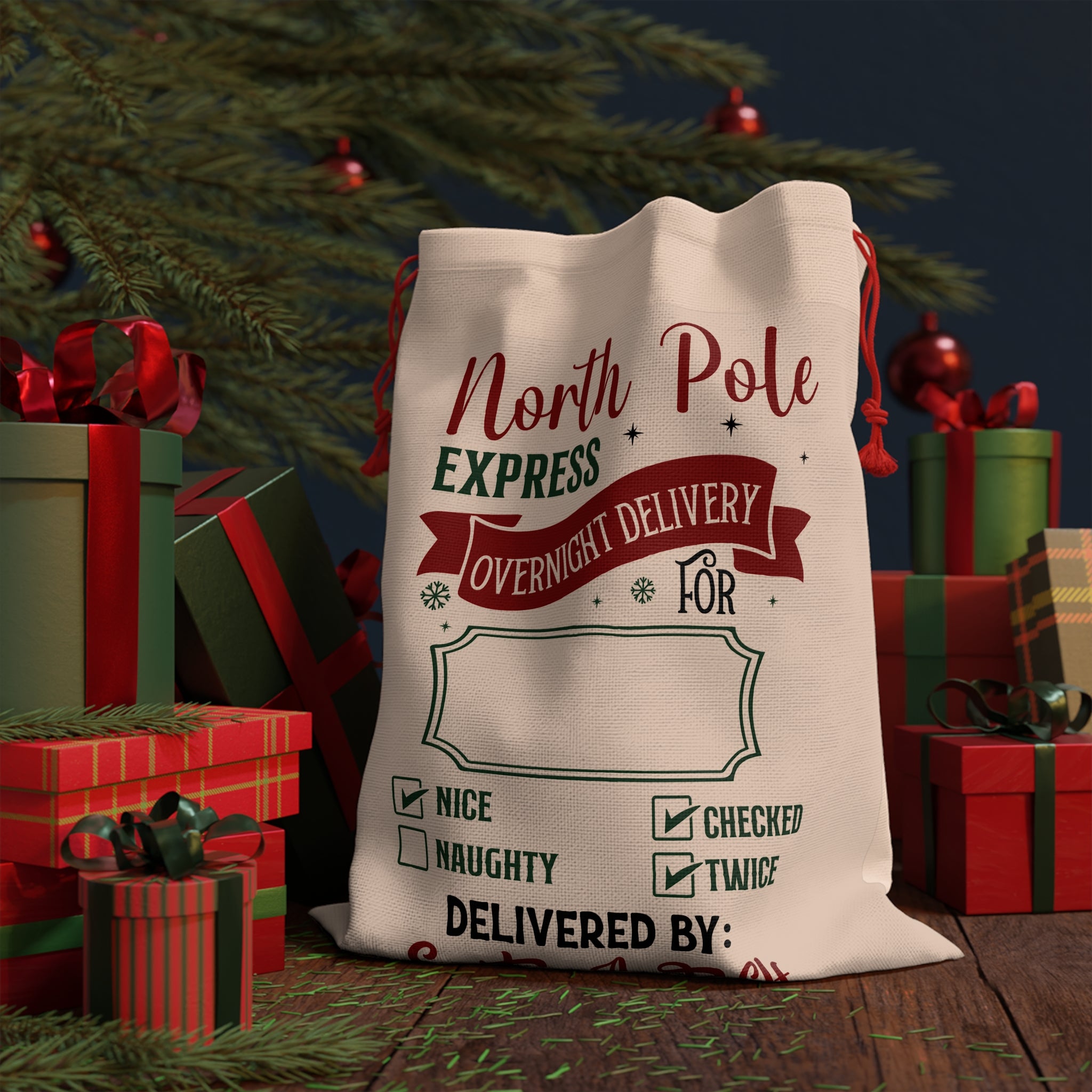 North Pole Express Christmas Gift Bag Personalized