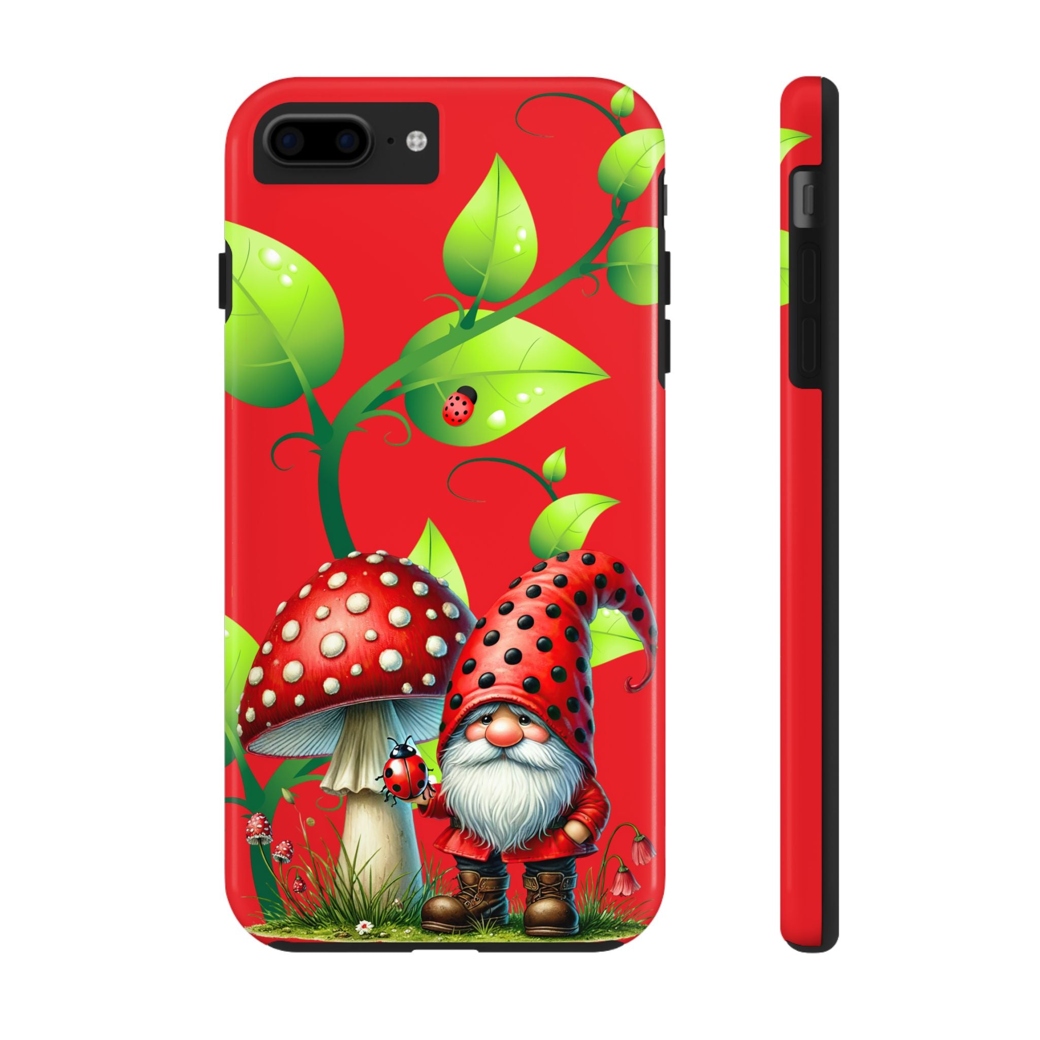 Red Ladybug Mushroom Gnome Phone Case Tough Design For iPhone Samsung Impact Resistant Cover