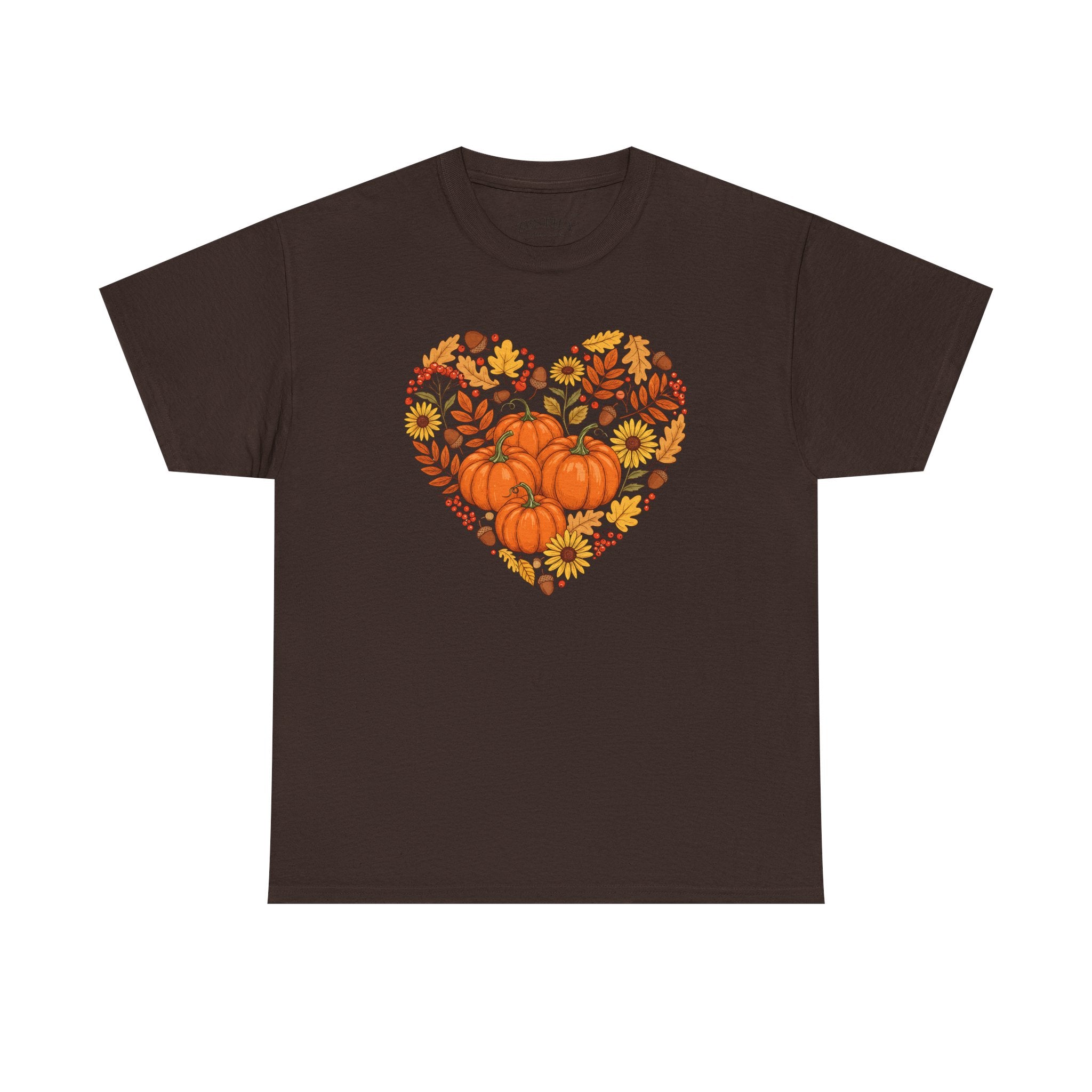 Autumn Themed Heavy Cotton Tee, Fall Shirt, Pumpkin Heart Tee, Cute Graphic Tee, Seasonal Apparel, Harvest Gift Idea