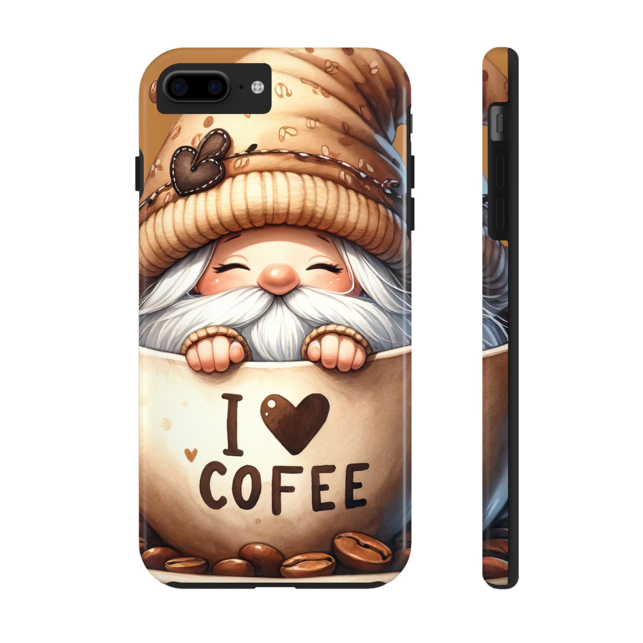 Cute I Love Coffee Gnome Phone Case Impact Resistant Tough & Stylish for Coffee Lovers iPhone Samsung Cover