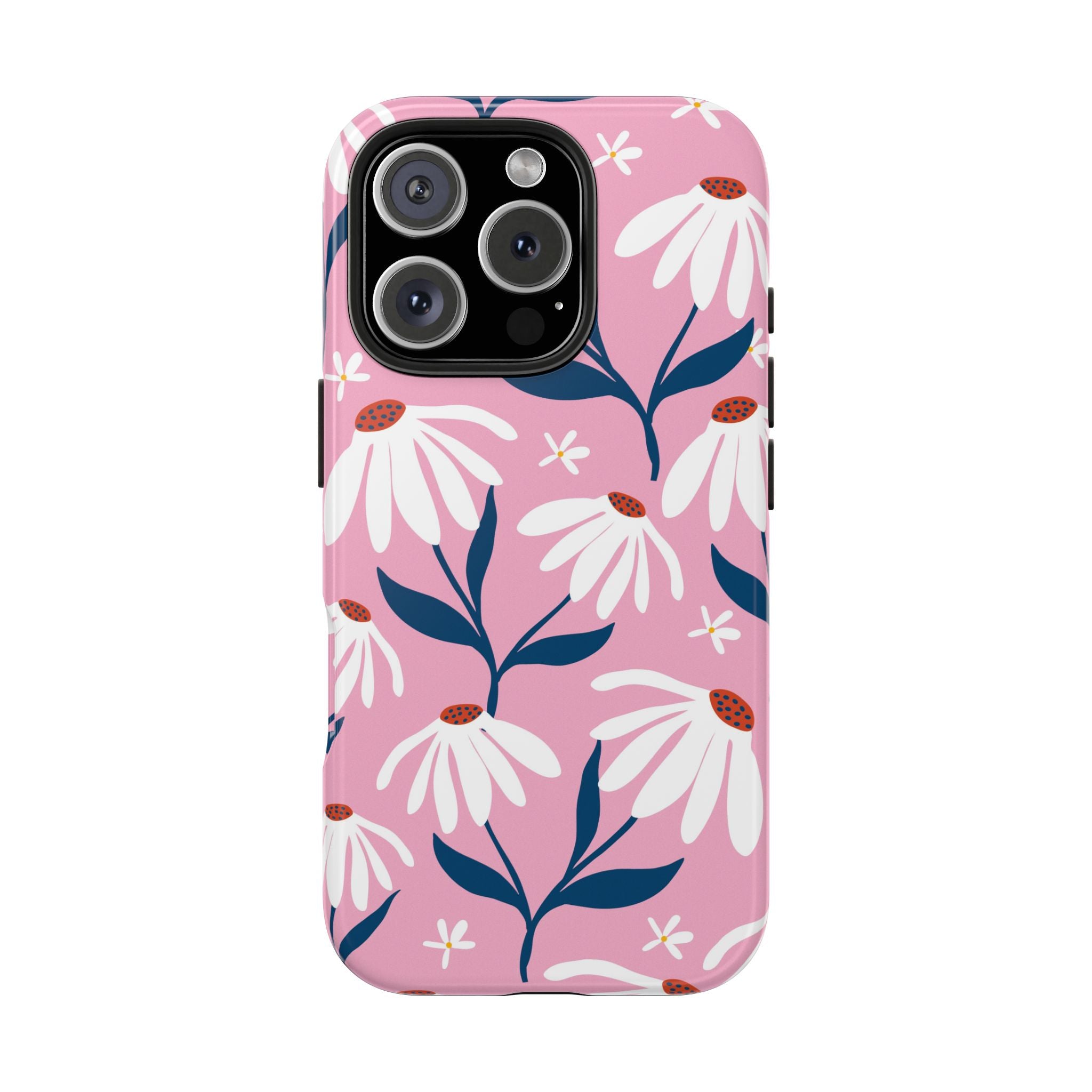 Pink & White Floral Impact Resistant Tough iPhone Samsung Case
