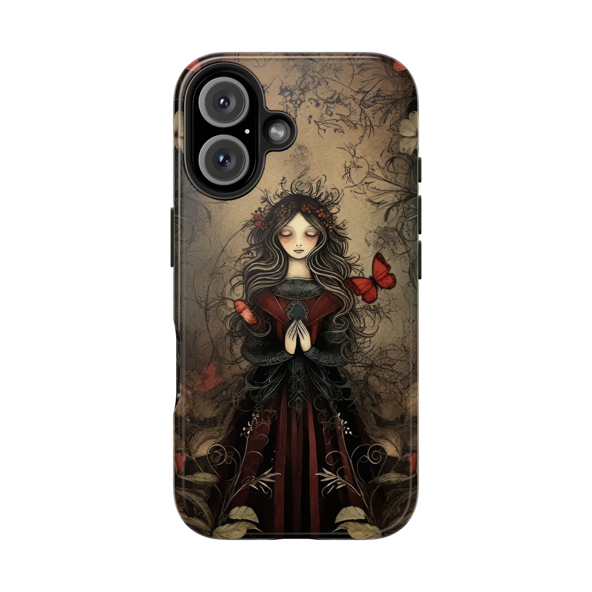 Retro Style Victorian Woman With Butterflies Phone Case