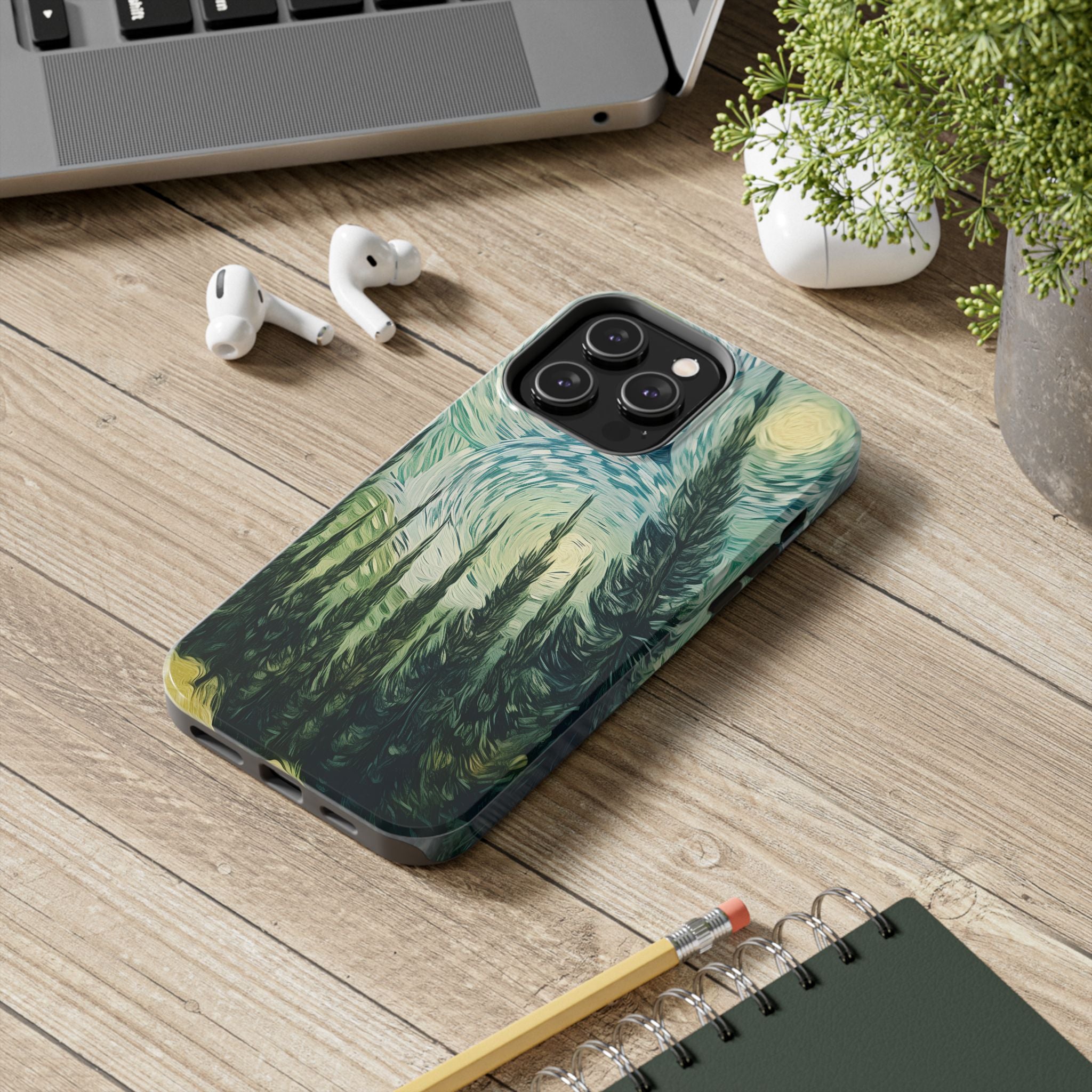 Van Gogh Forest Inspired Tough Impact Resistant Phone Case Starry Night Landscape Design iPhone Samsung Cover