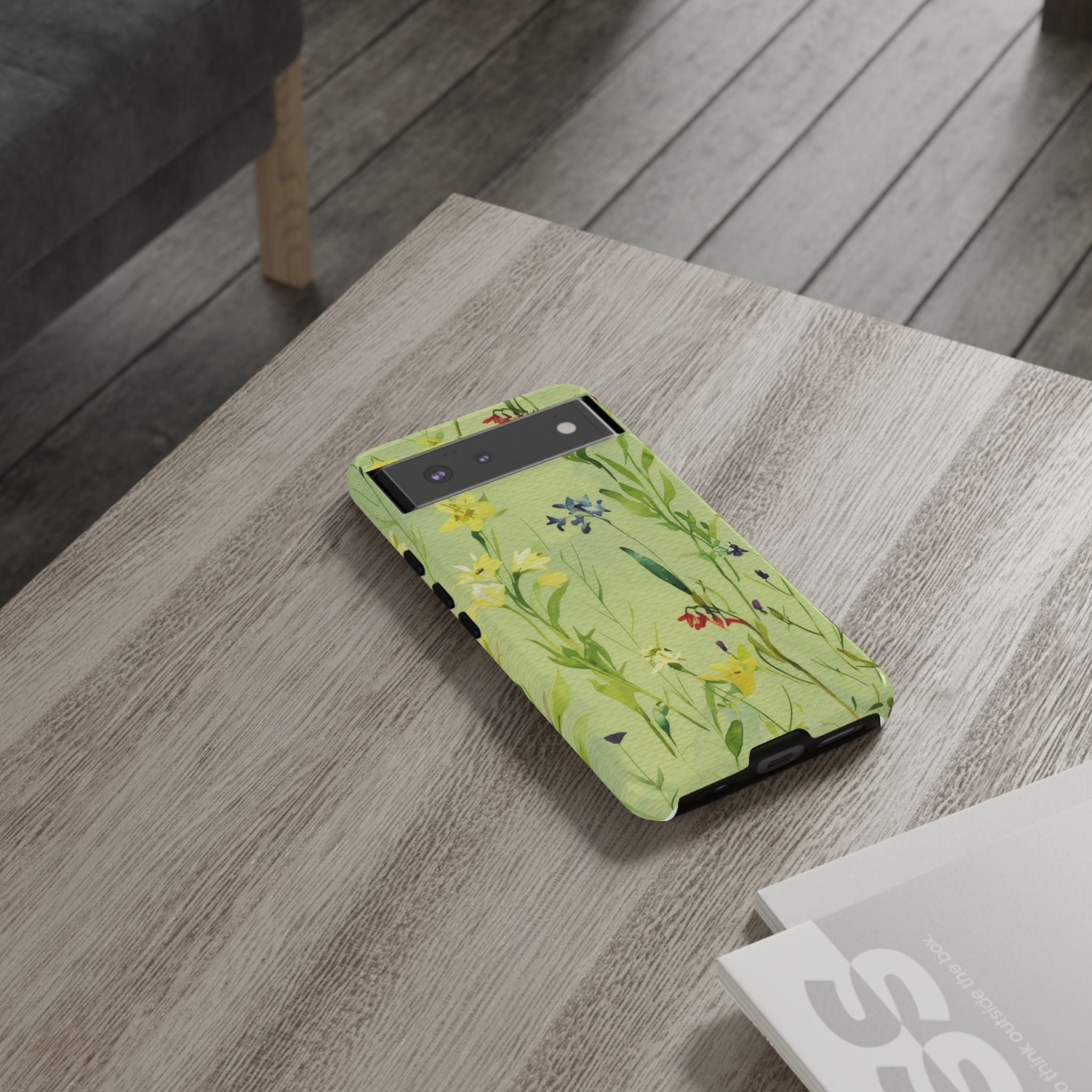 Floral Green Spring Flowers Google Pixel Tough Phone Case Durable and Stylish Green Design Cover