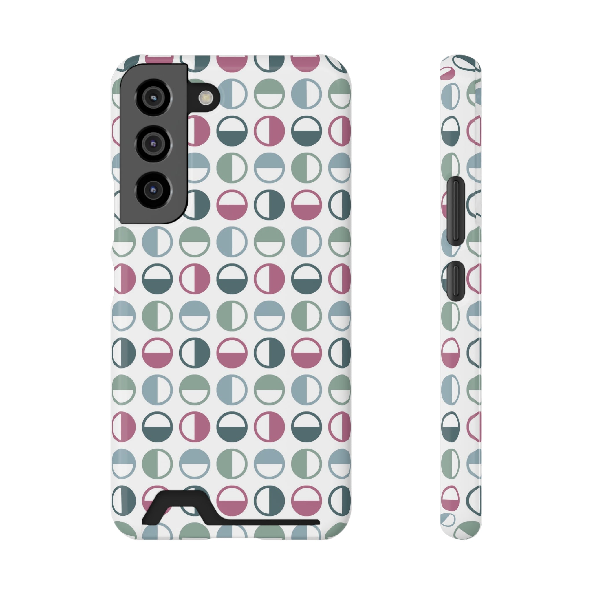 Trendy Phone Case with Card Holder - Geometric Pattern for Stylish Protection