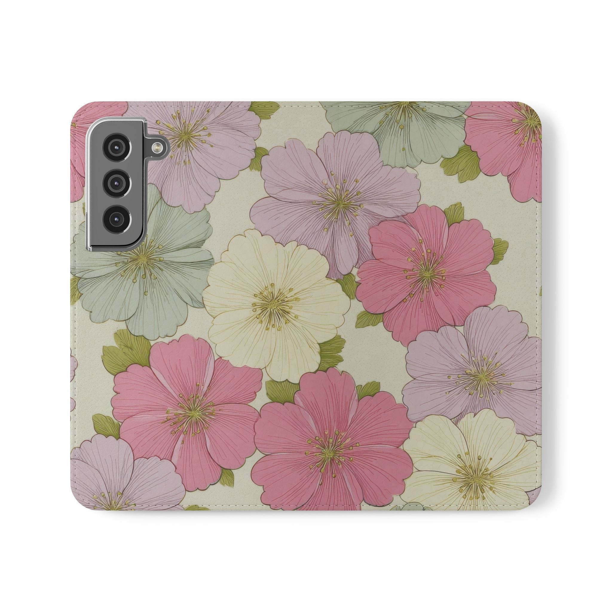 Floral Flip Case Stylish iPhone Samsung Protection with Card Slots