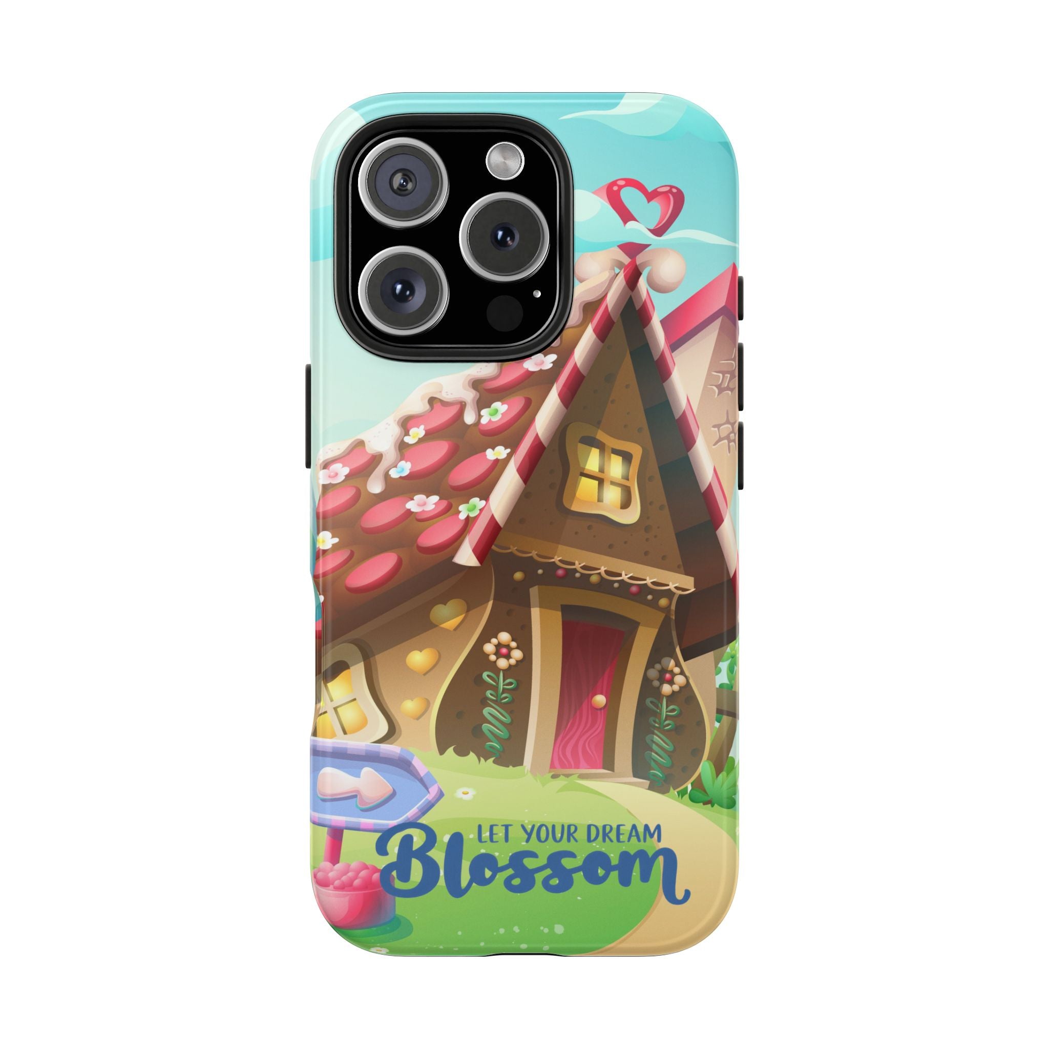 Playful Tough Phone Case - "Let Your Dream Blossom" - Cute Floral Cottage Design