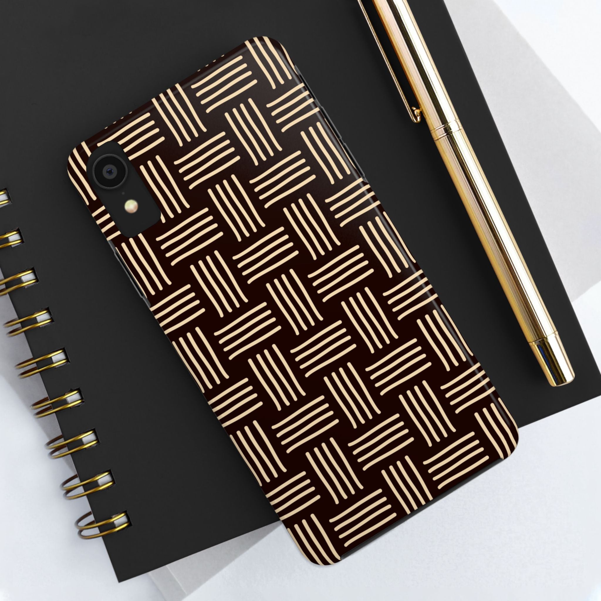 Stylish Woven Pattern Tough Phone Case - Durable & Unique Design