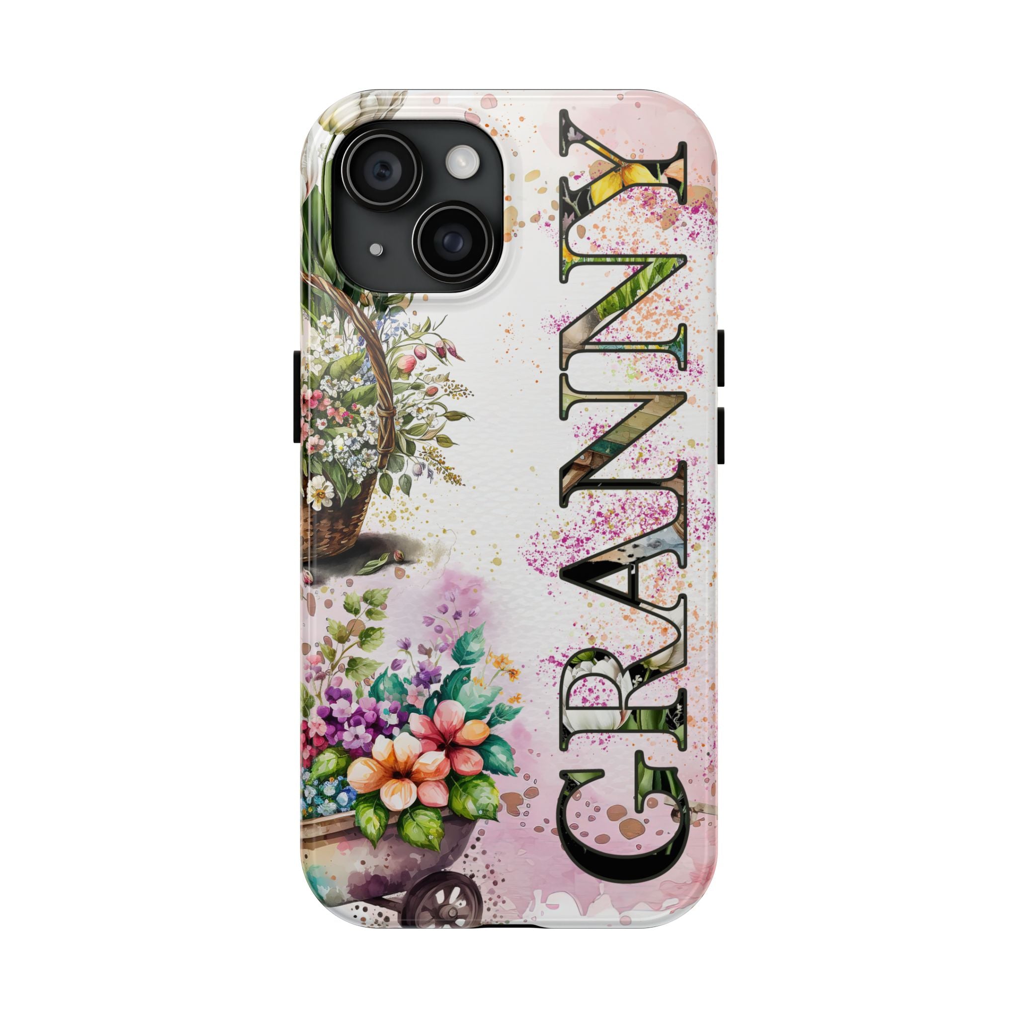Granny Pink & White Flower Baskets Mobile Phone Case