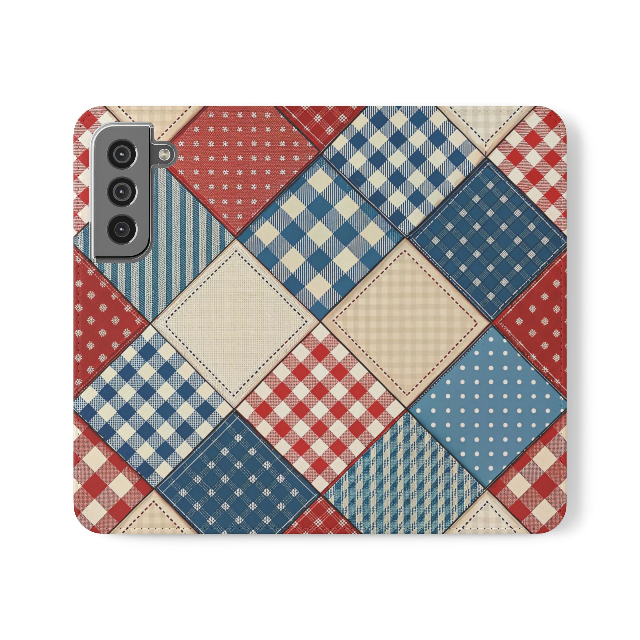 Country Vintage Patchwork Flip Case for Stylish Phone Protection iPhone Samsung Cover