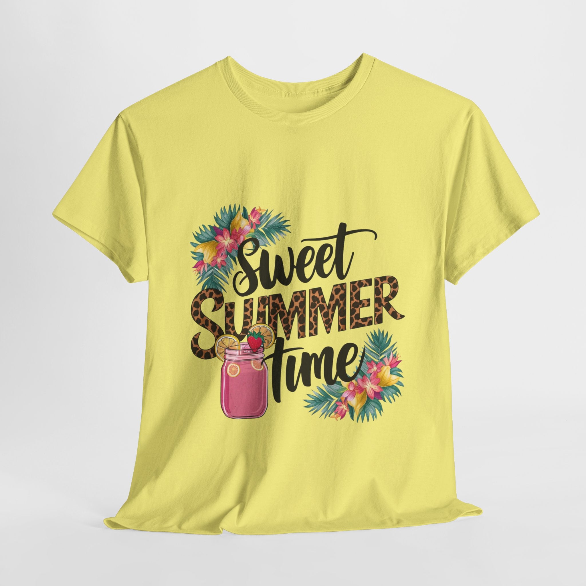 Sweet Summertime Heavy Cotton Tee Tropical Vibe T-Shirt for Summer Fun