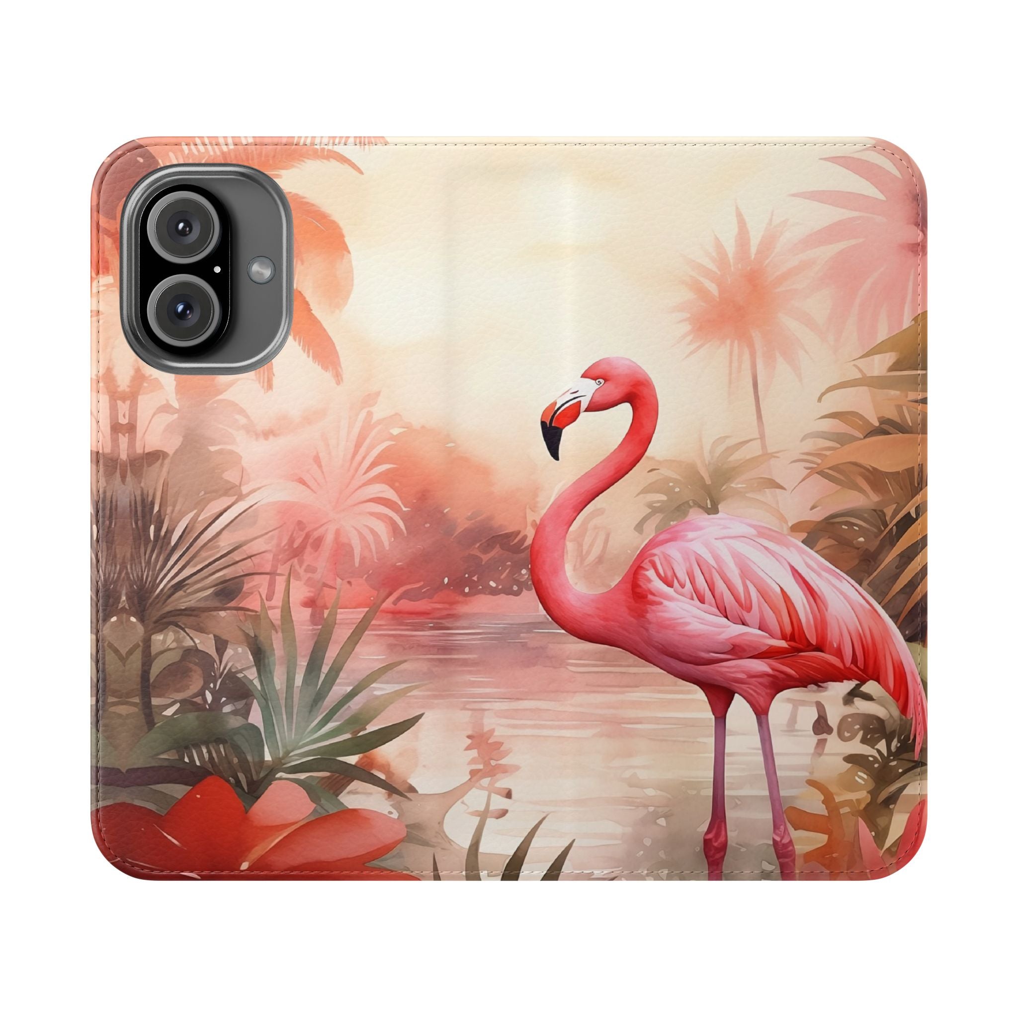 Pink Flamingo Flip Mobile Phone Case