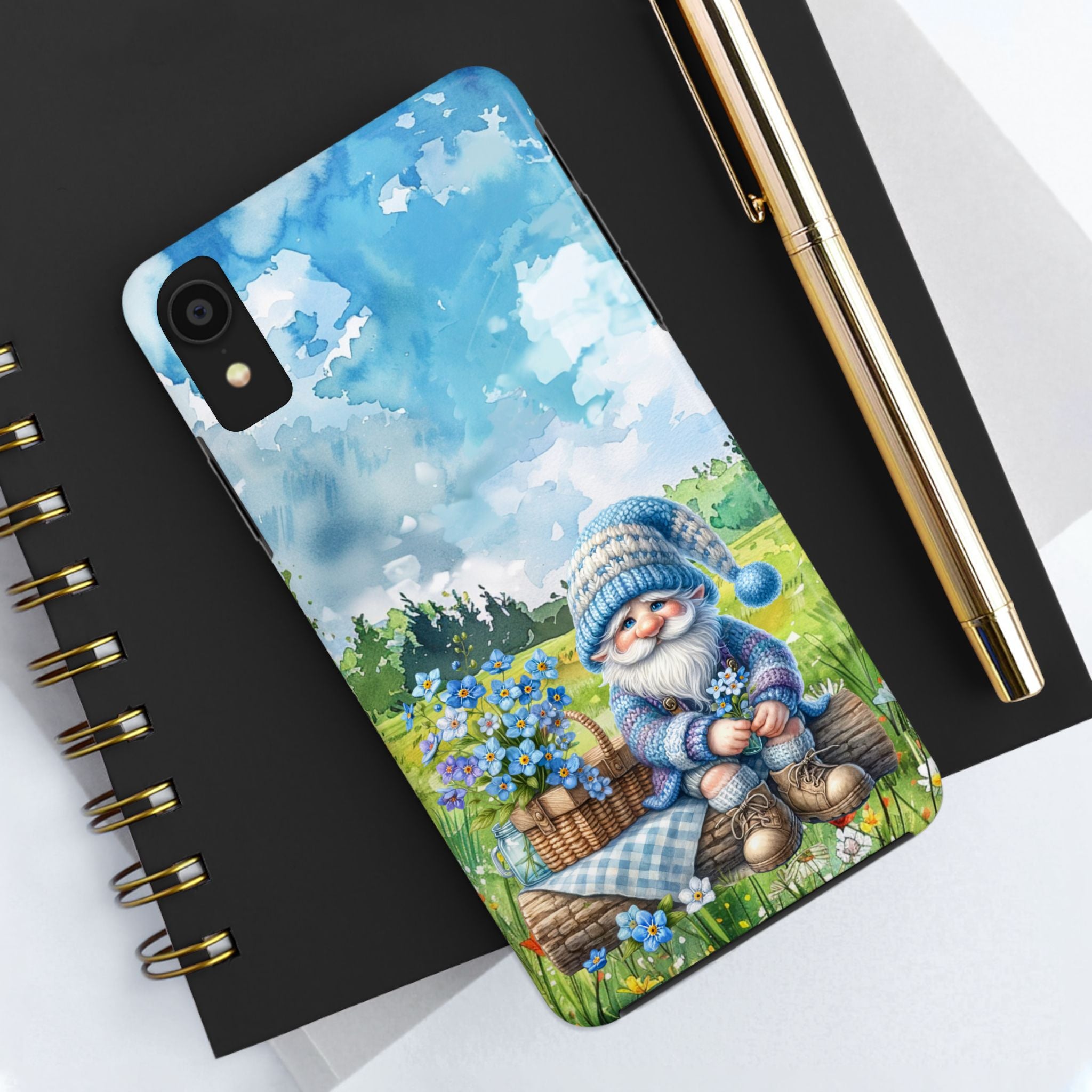 Whimsical Gnome Tough Phone Case - Durable Protection with Adorable Floral Design