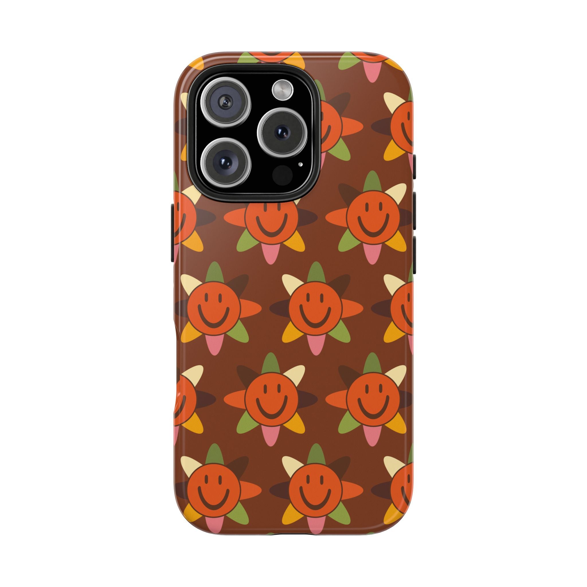 Orange Smiley Face Tough Impact Resistant iPhone Samsung Motivation Case