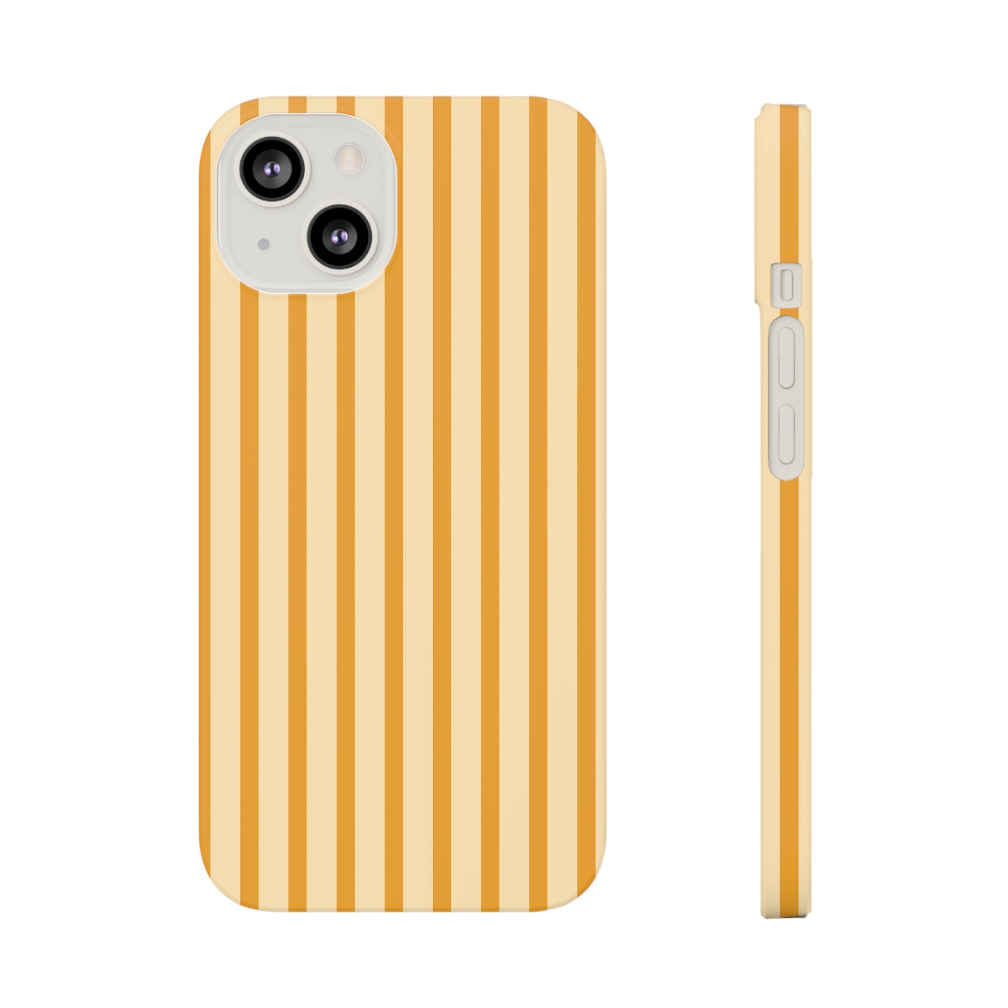 Minimalist Striped Slim Case for iPhone Samsung Stylish Phone Cover in Warm Yellow Tones