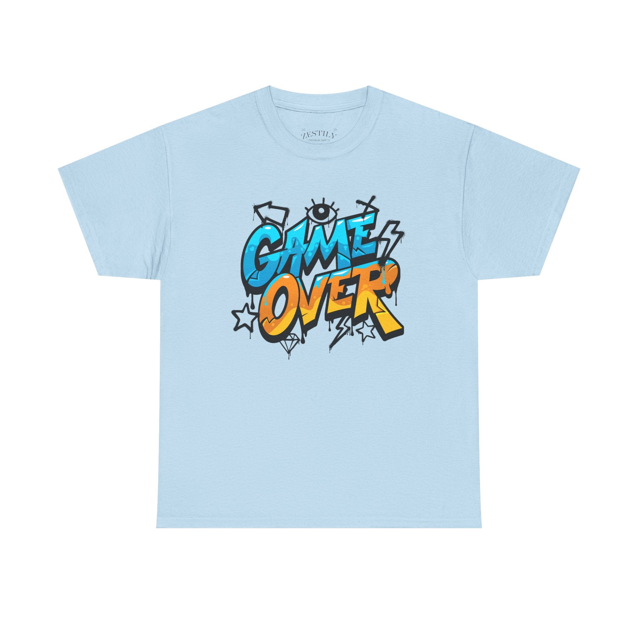 Game Over Heavy Cotton Tee, Fun Graphic T-Shirt for Gamers, Casual Wear, Birthday Gift, Video Game Merchandise