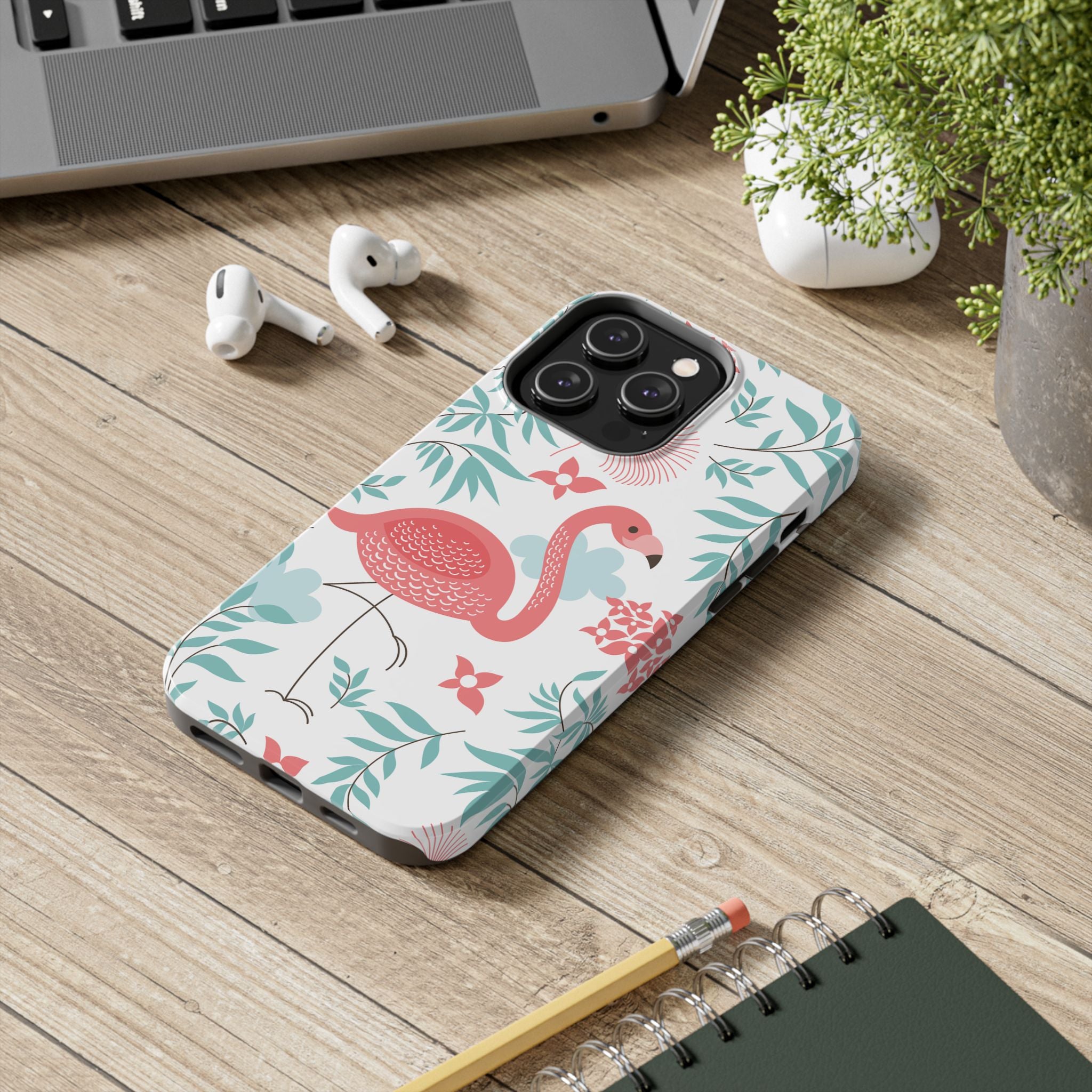 Tropical Flamingo Tough Phone Case - Vibrant Floral Design for Summer Vibes