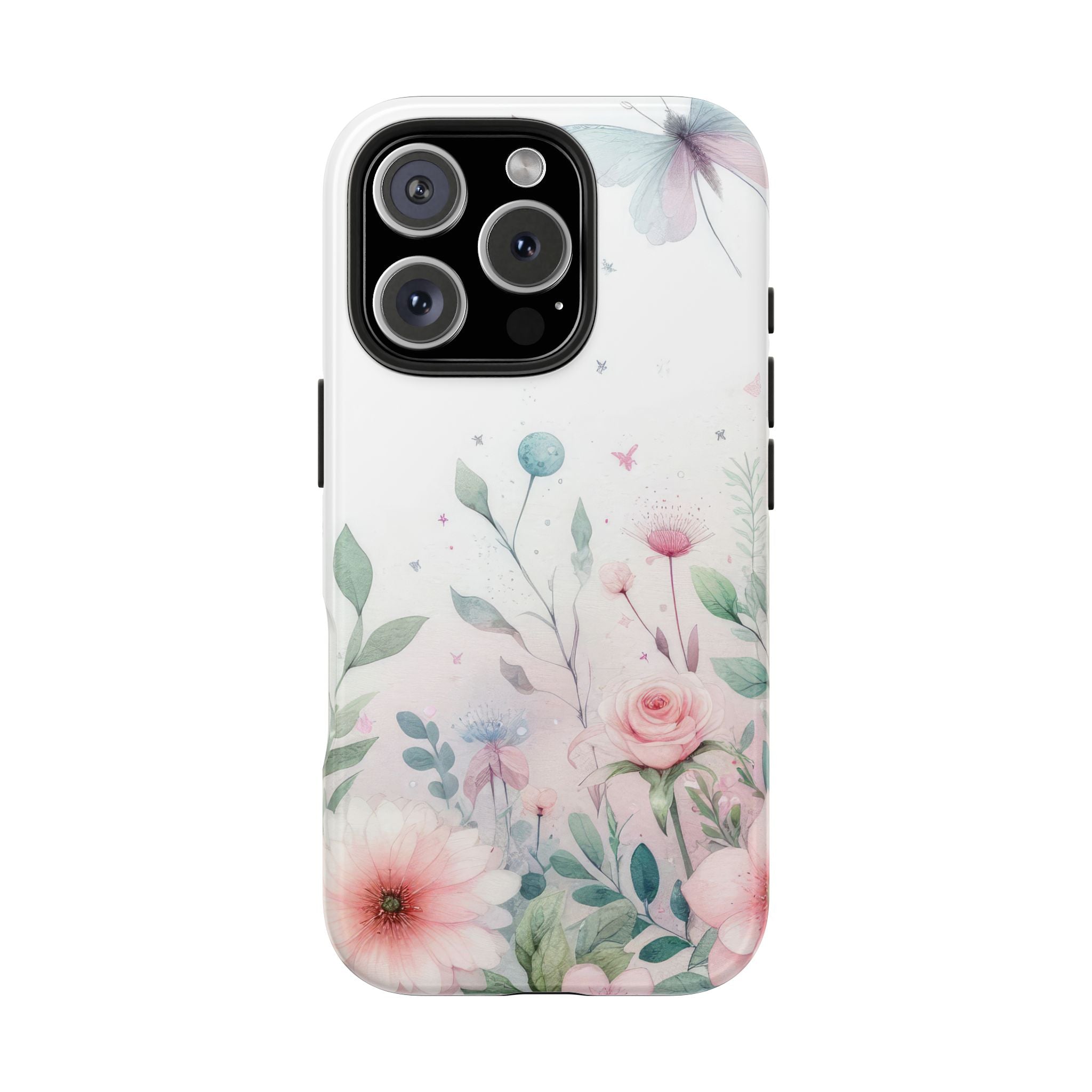 Pastel Colors Butterfly & Flowers Tough Mobile Phone Case