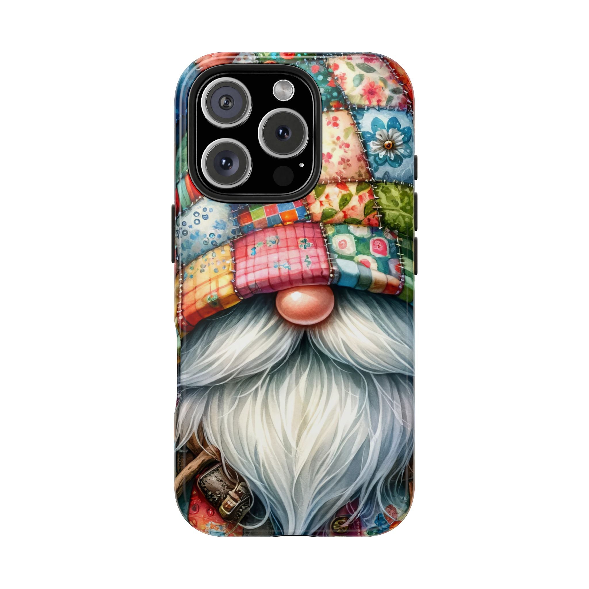 Cozy Patchwork Gnome Tough Impact Resistant Phone Case Colorful Spring Design iPhone Samsung Cover