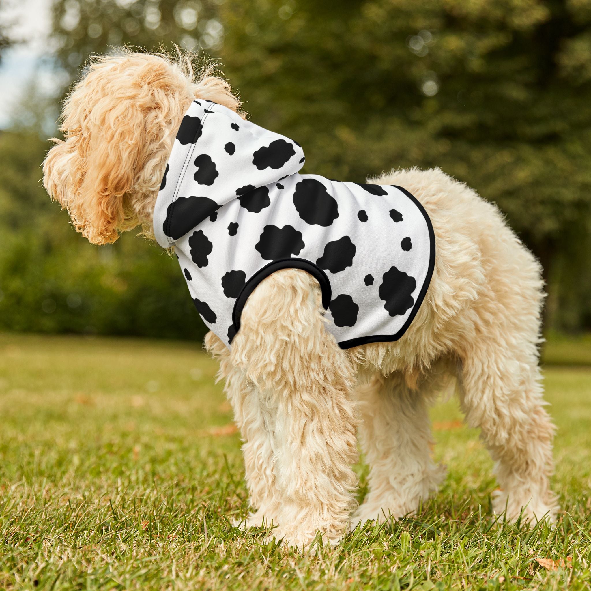 Cute Cow Print Pet Hoodie for Stylish Pets Dog Lovers Design