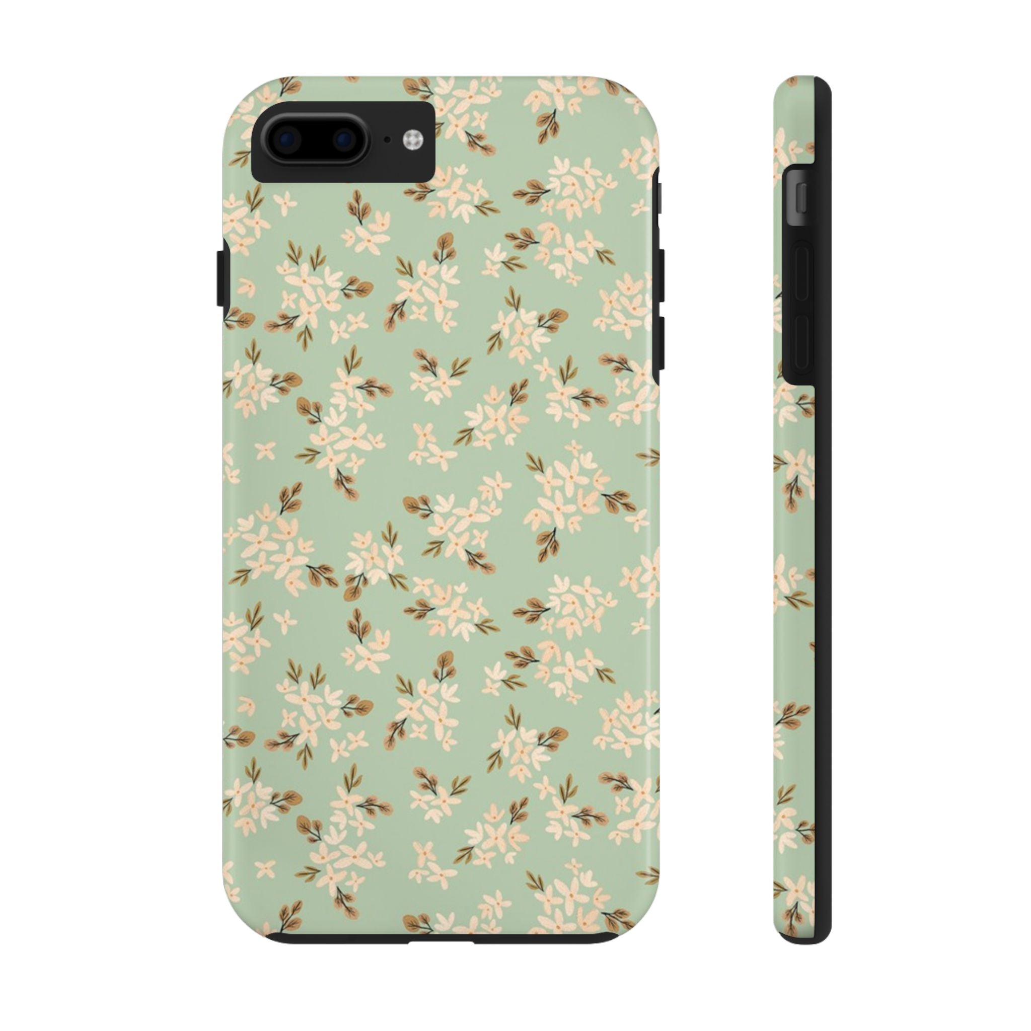 Floral Impact Resistant Tough iPhone Samsung Case Durable Protection with Elegant Green Design