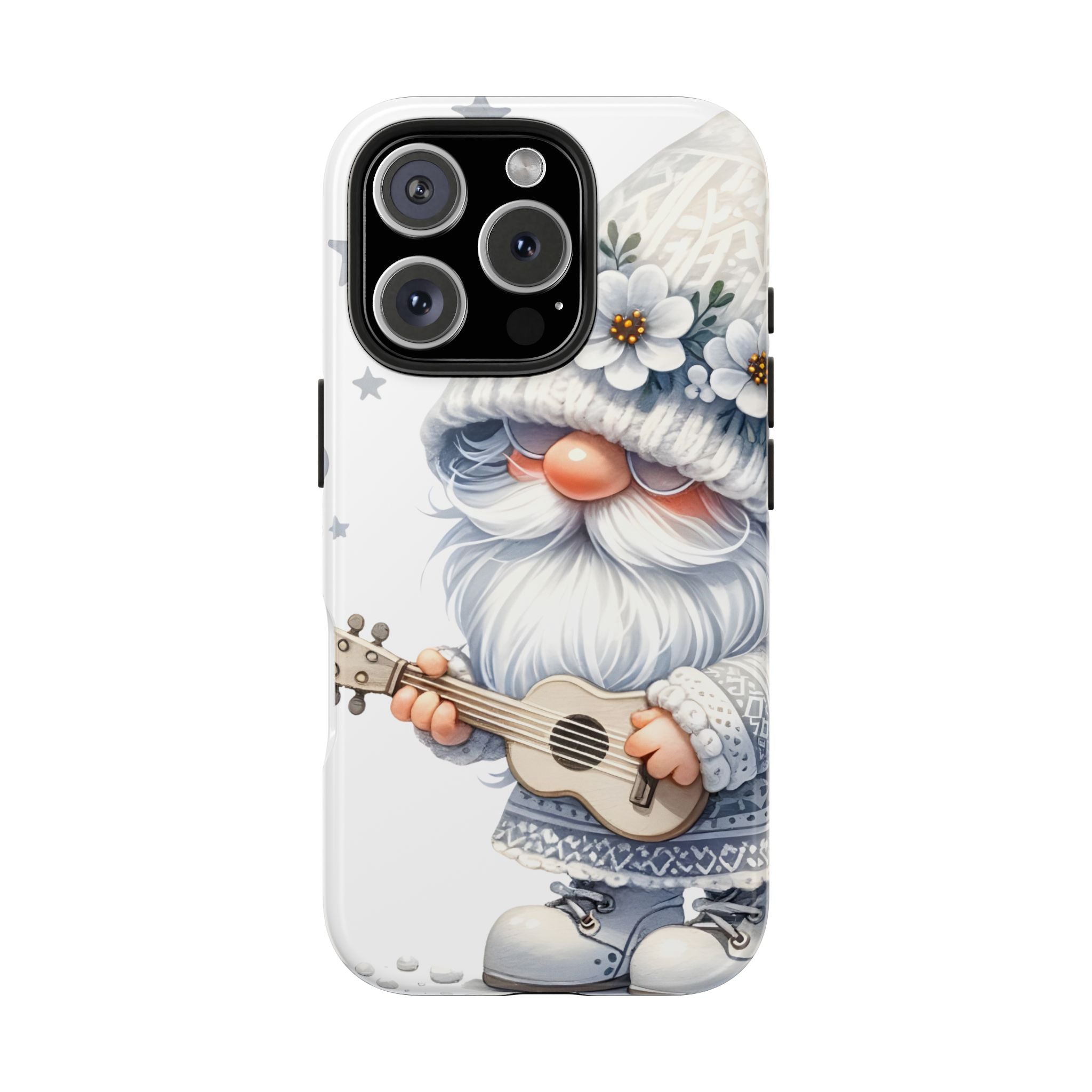 The White Gnome Phone Case, Tough Lexan Plastic With Rubber Liner, Festive Gift for Christmas, Winter Celebrations, Cute and Durable Case