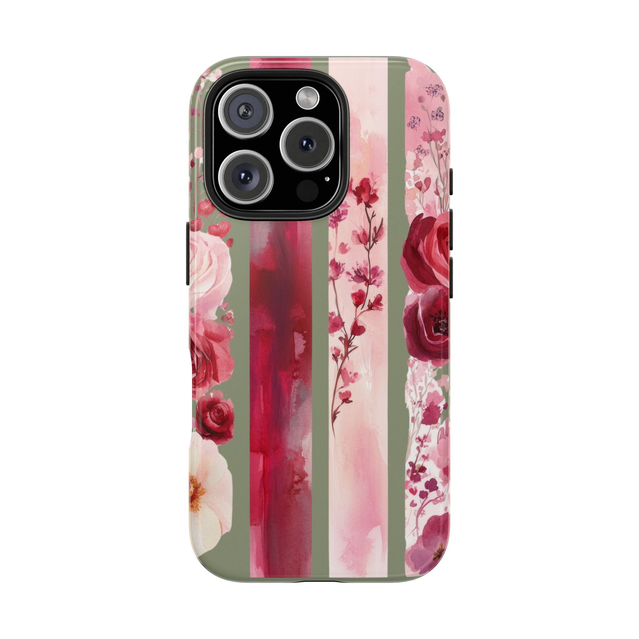 Floral Roses Tough Impact Resistant Phone Case Elegant Bloom Design for iPhone Samsung Cover
