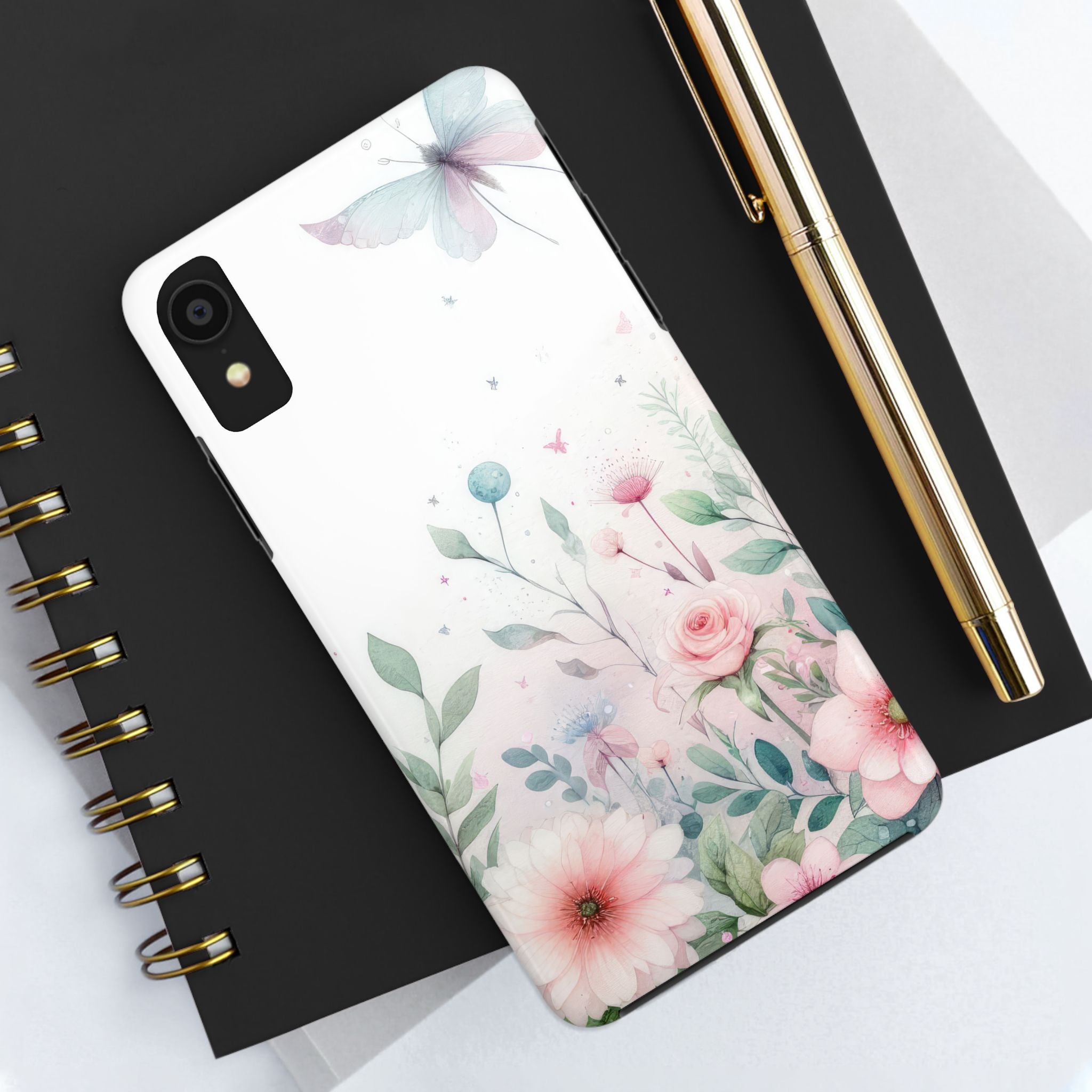 Pastel Colors Butterfly & Flowers Tough Mobile Phone Case