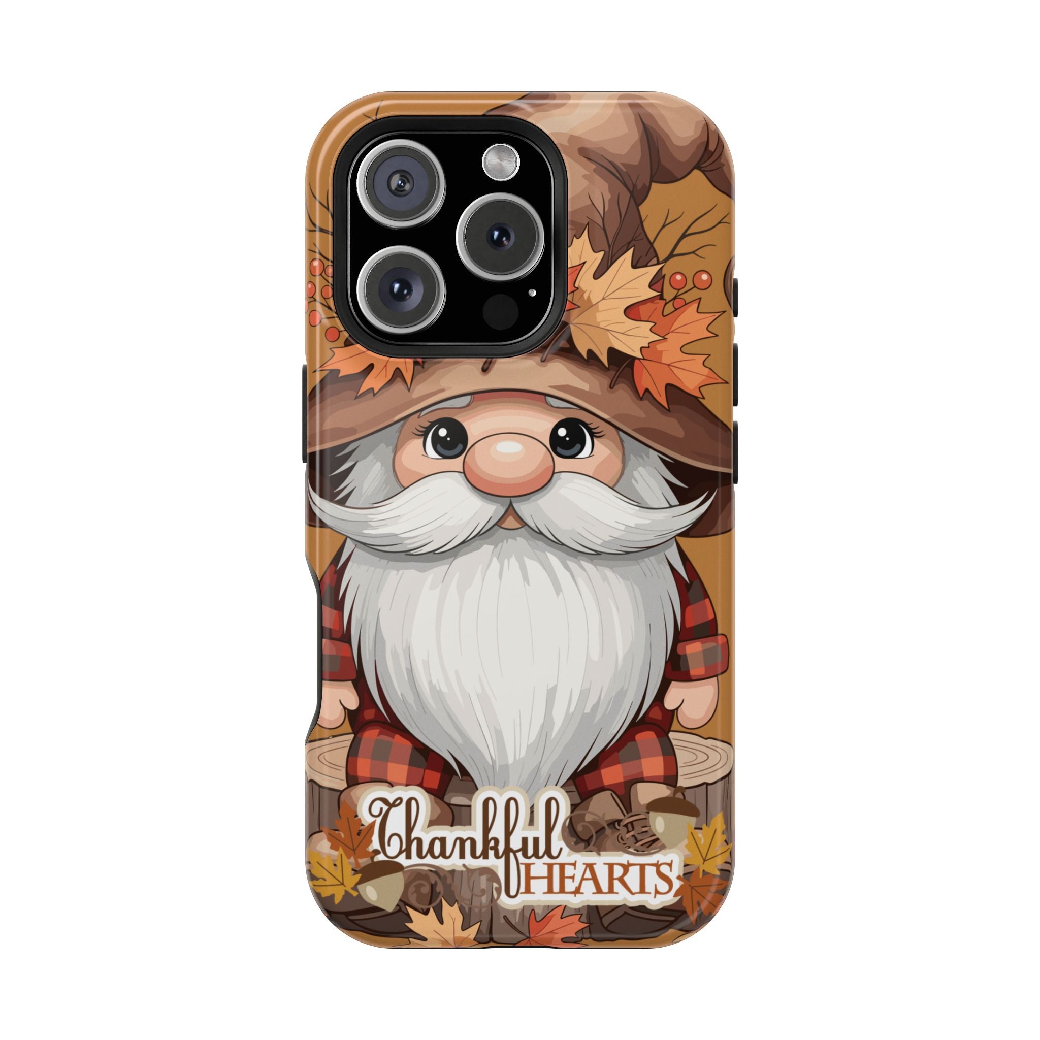 Thankful Hearts Impact-Resistant Phone Case, Fall Decor, Autumn Gift, Cute Gnome Case, Thanksgiving Accessory, Seasonal Phone Cover